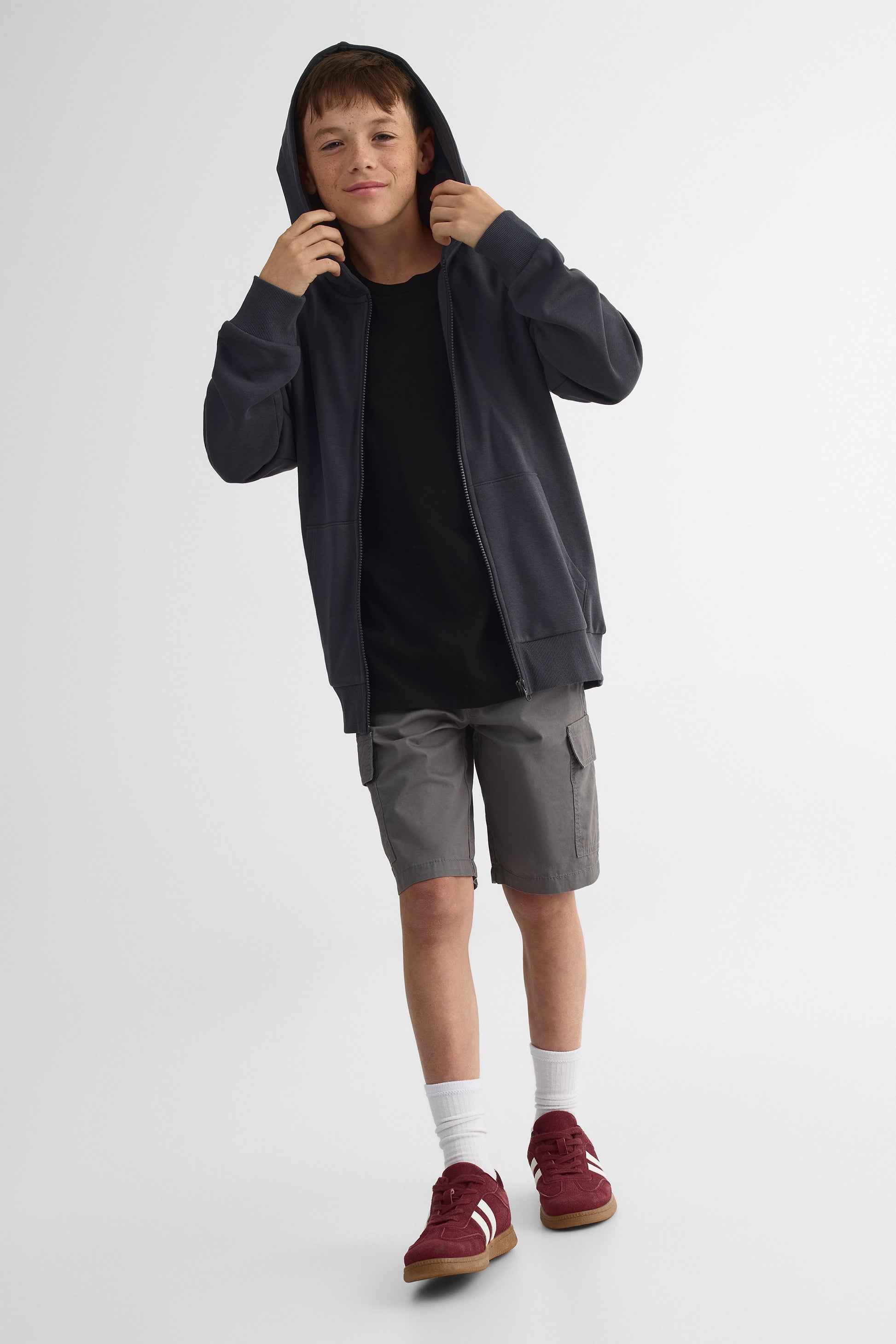 Short bermuda cargo élastique – Ado garçon && CHARBON