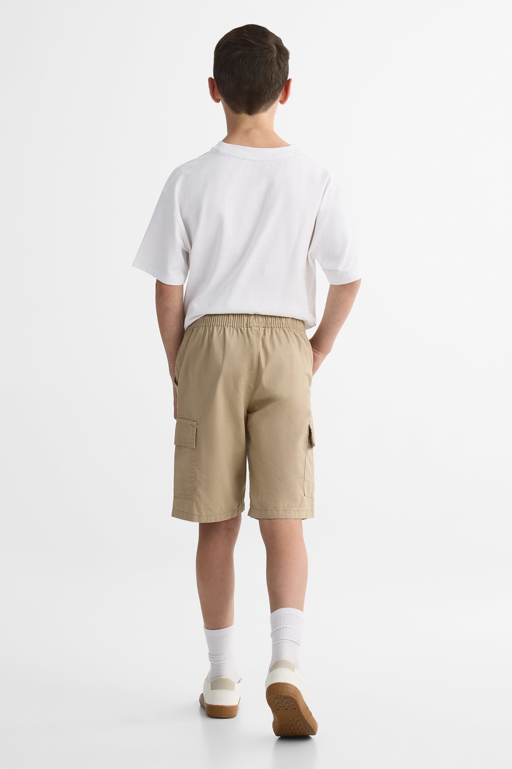 Short bermuda cargo élastique – Ado garçon && TAUPE