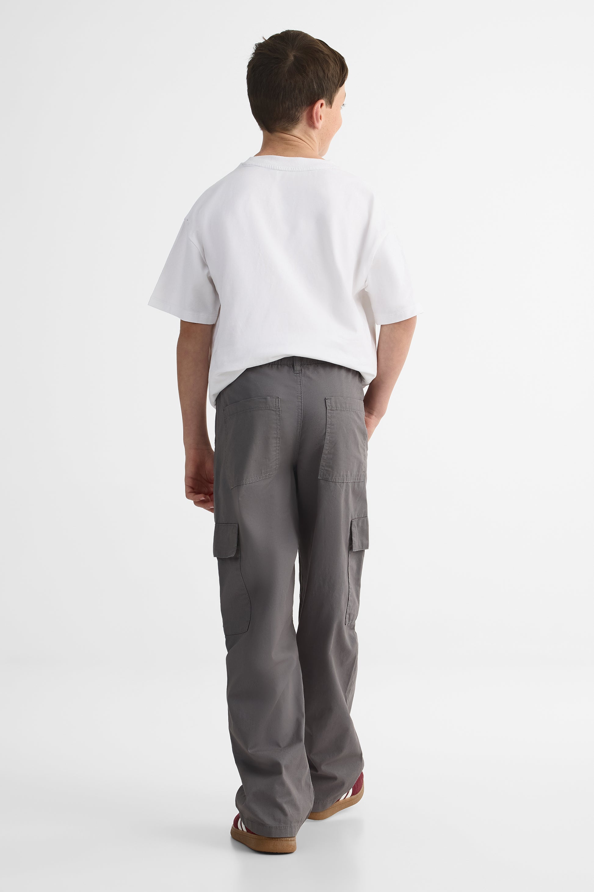 Pantalon cargo coupe ample en coton - Ado garçon && CHARBON