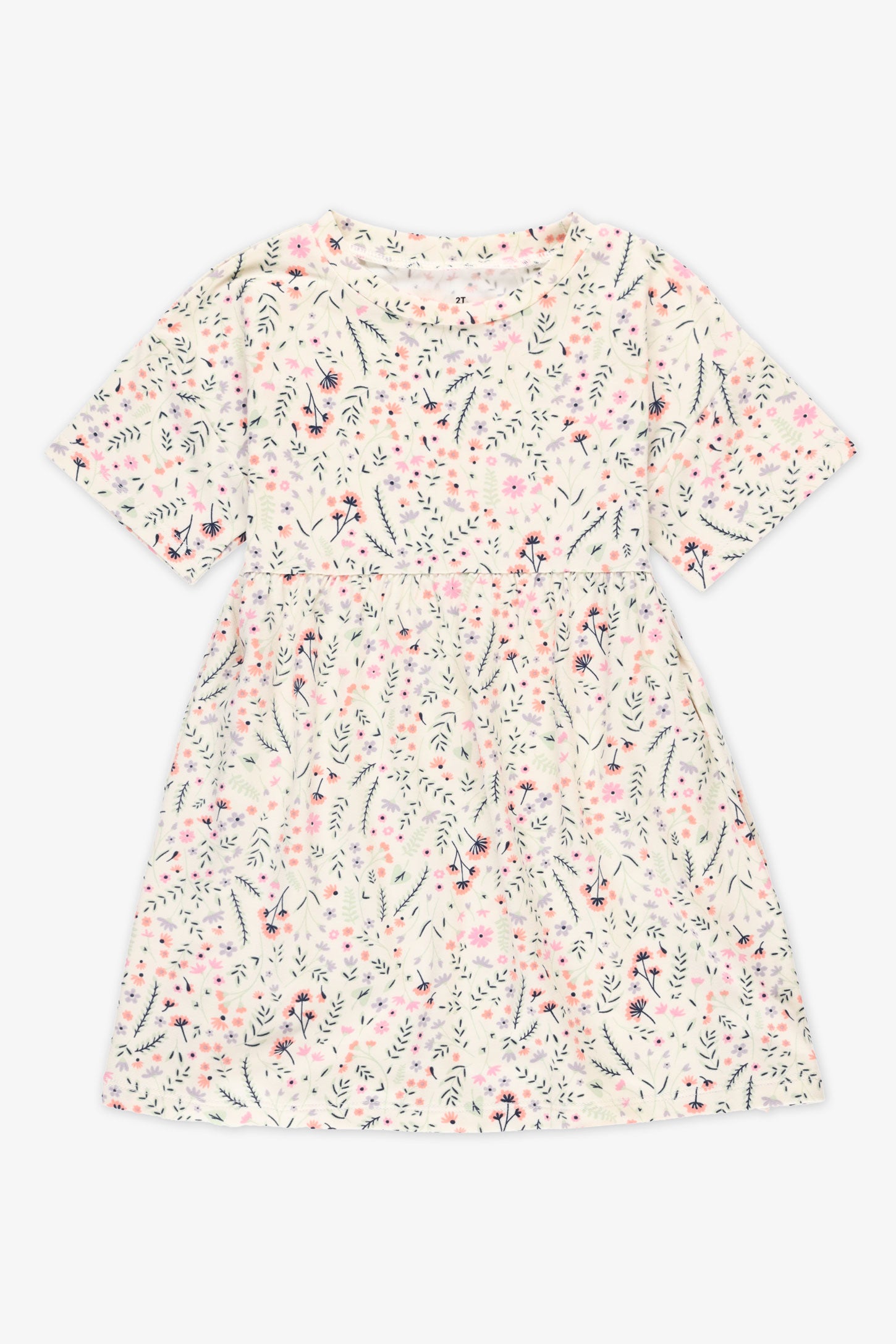 Robe manches courtes en jersey extensible - Bébé fille && BEIGE/MULTI