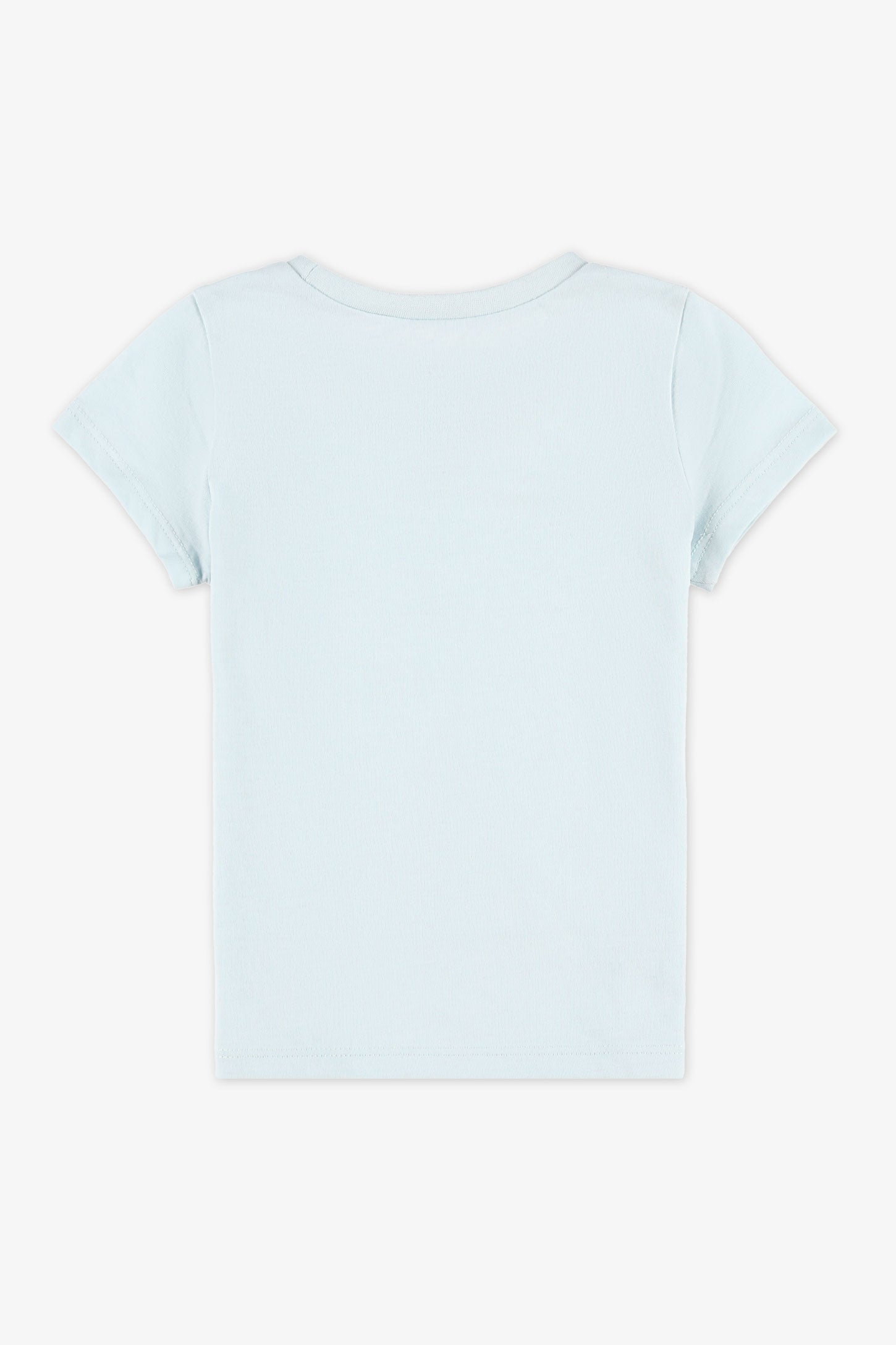 Chandail uni manches courtes en jersey - Bébé fille && BLEU