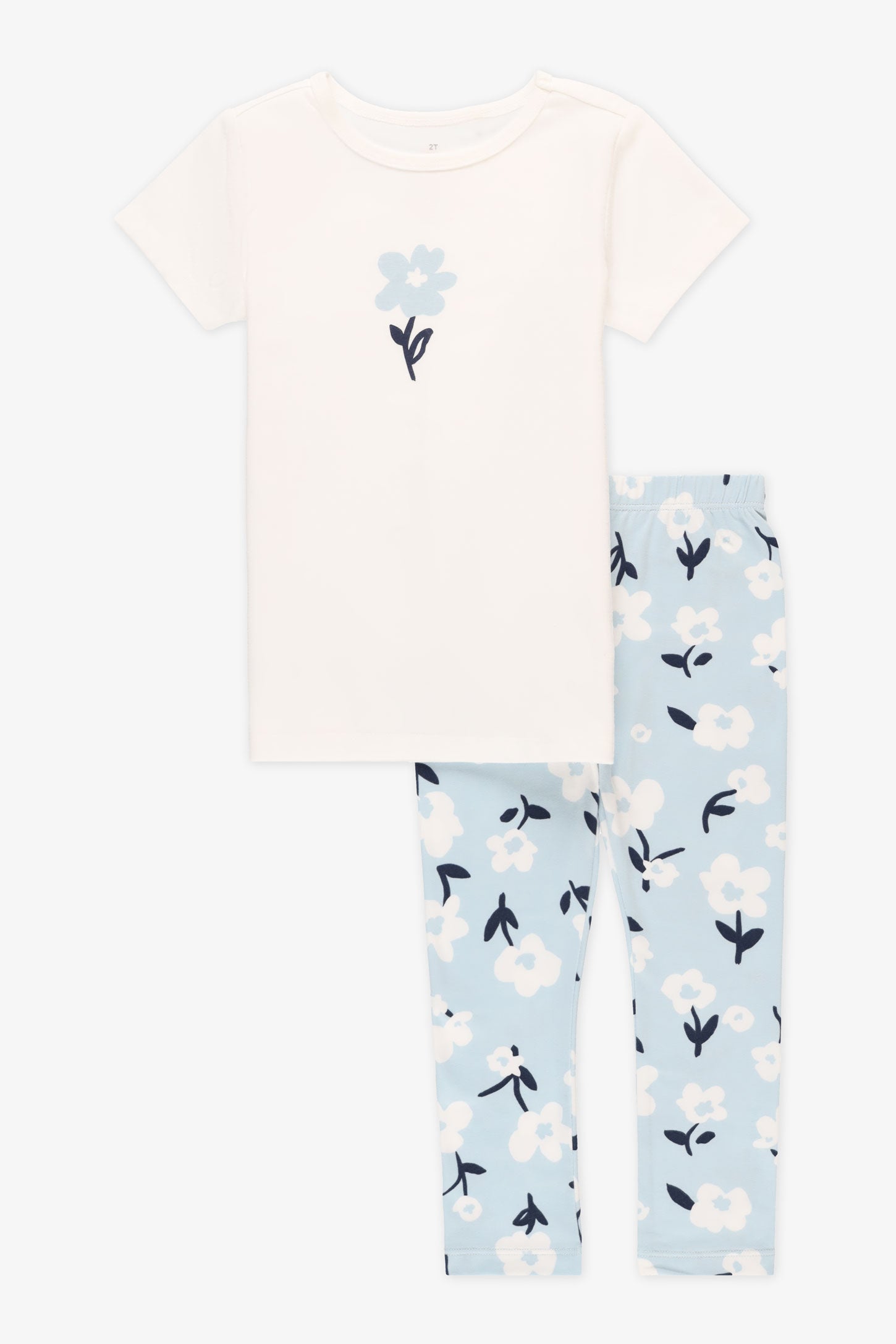 Ensemble 2 pièces t-shirt et legging - Bébé fille && BLANC