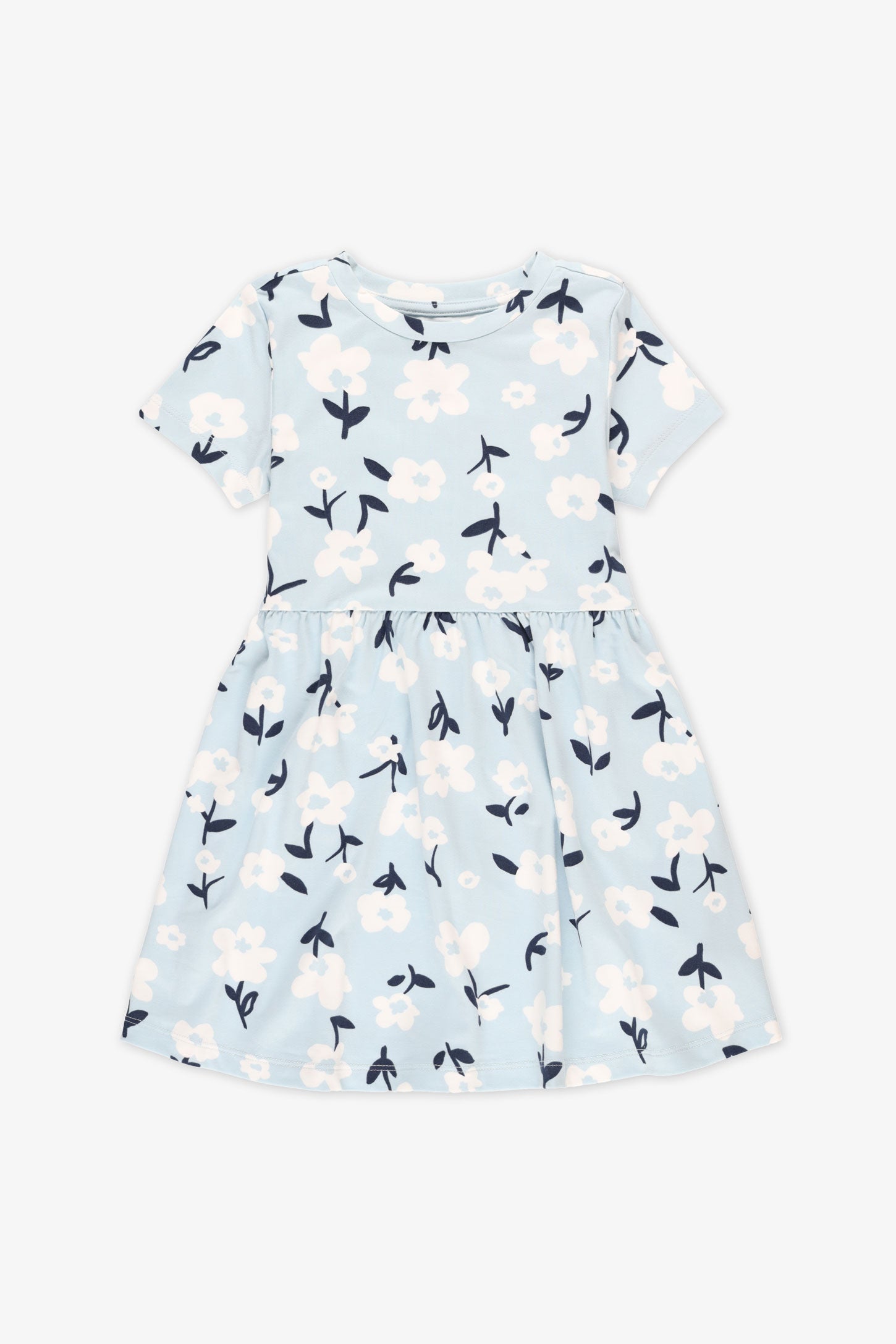 Robe manches courtes à motifs – Enfant fille && BLEU MULTI
