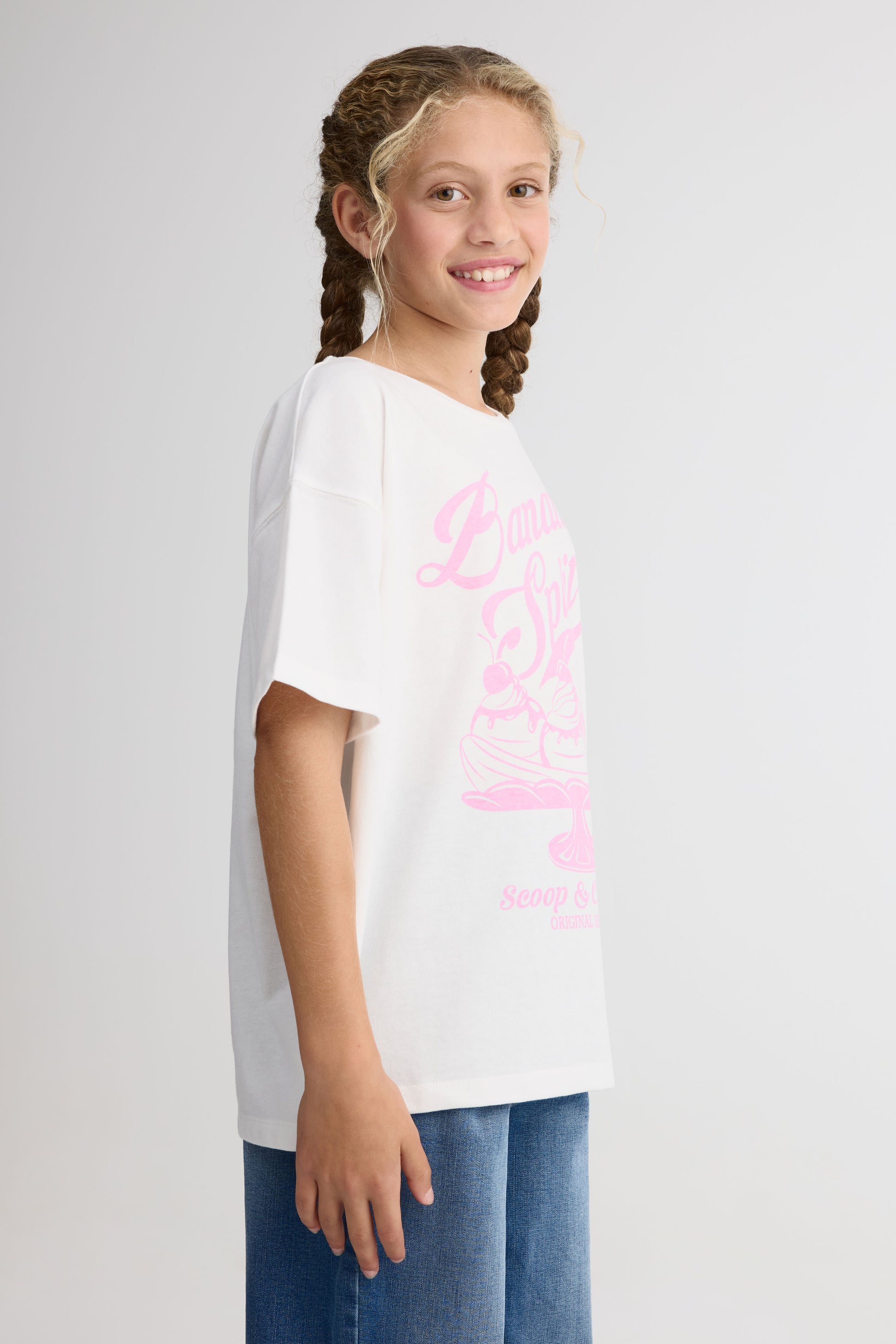 Chandail graphique oversize en jersey - Ado fille && BLANC