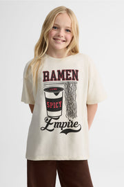 Chandail graphique oversize en jersey - Ado fille && BEIGE