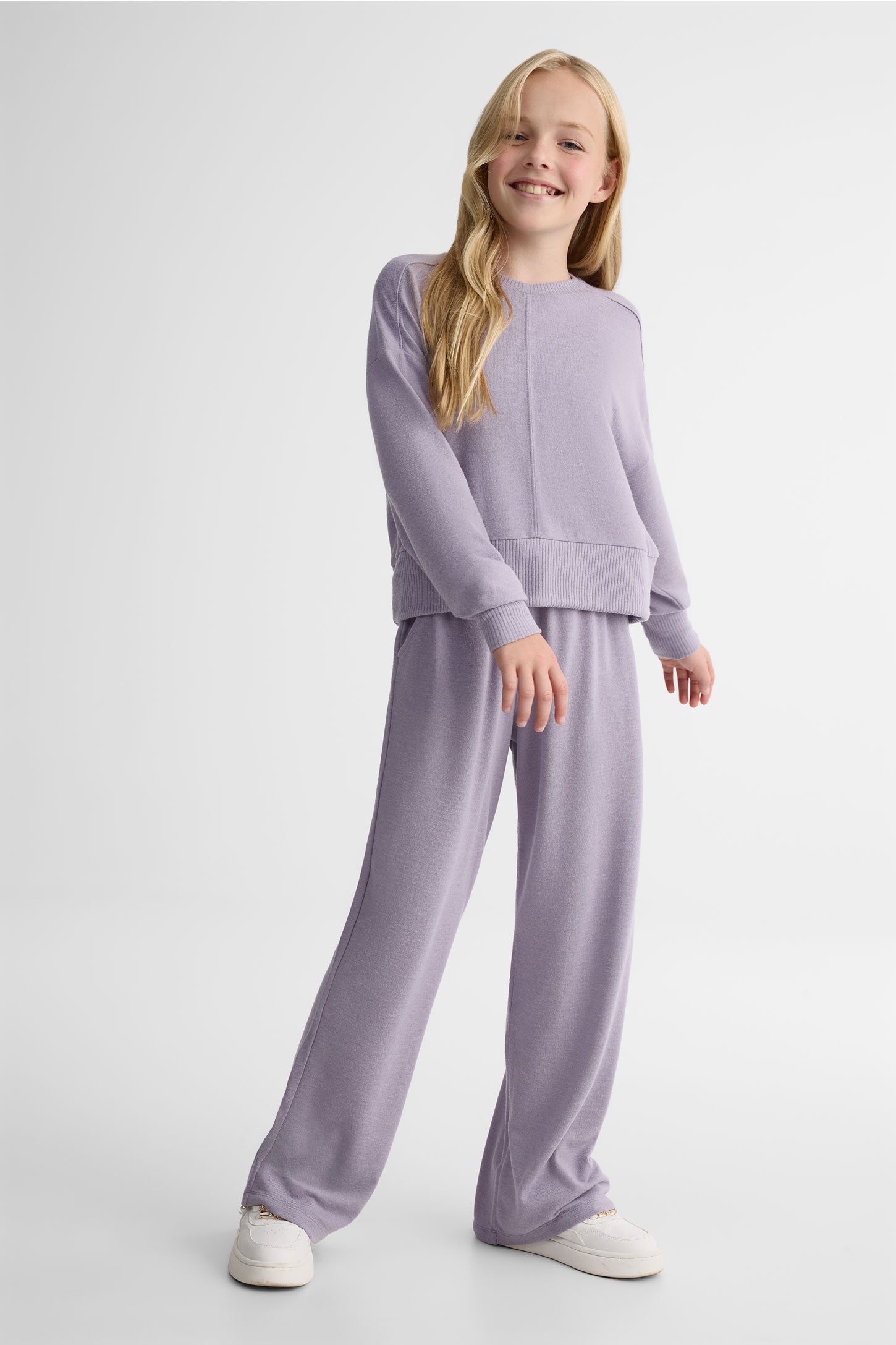 Chandail léger manches longues col rond - Ado fille && LAVANDE