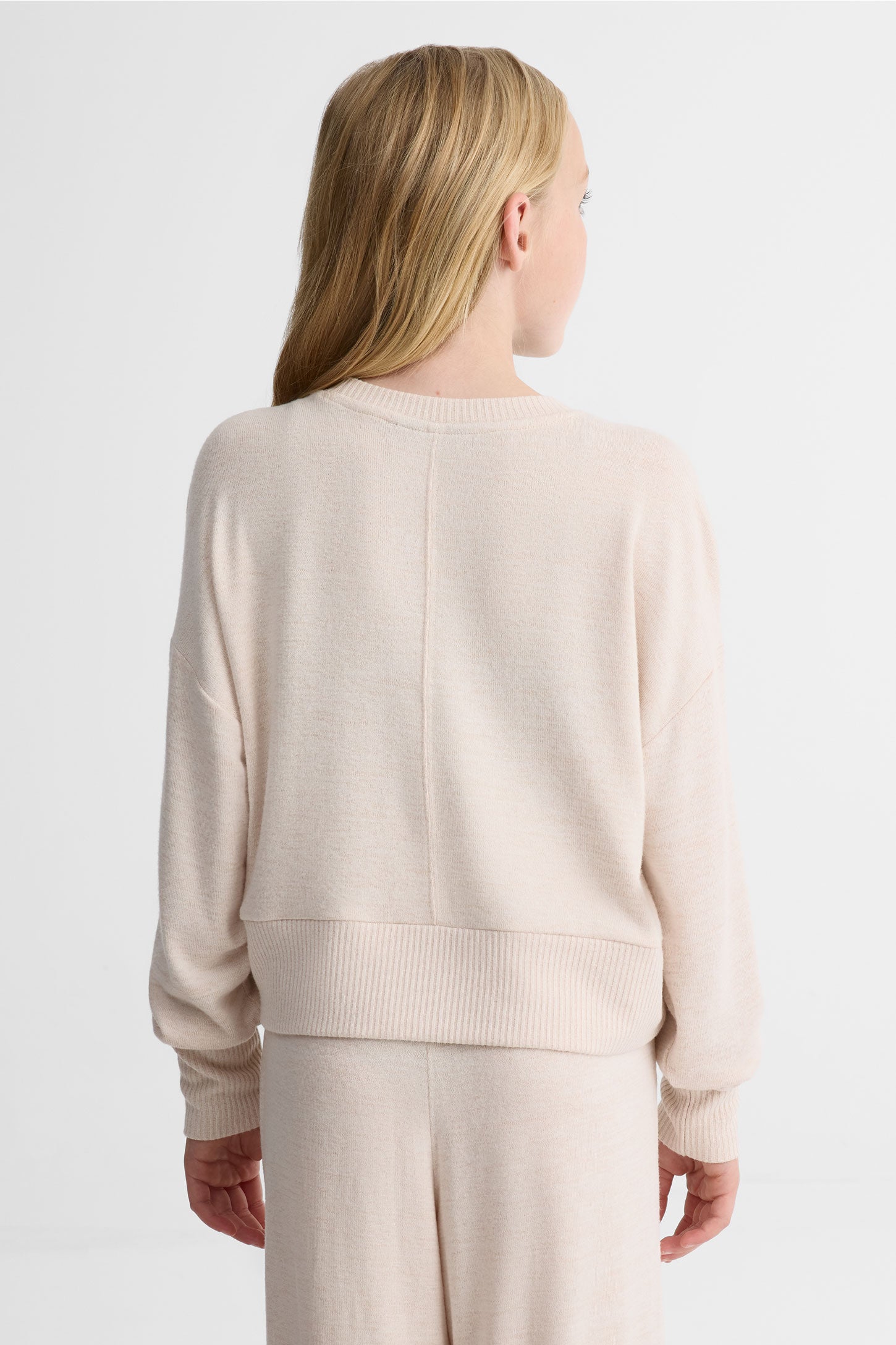 Chandail léger manches longues col rond - Ado fille && OATMEAL