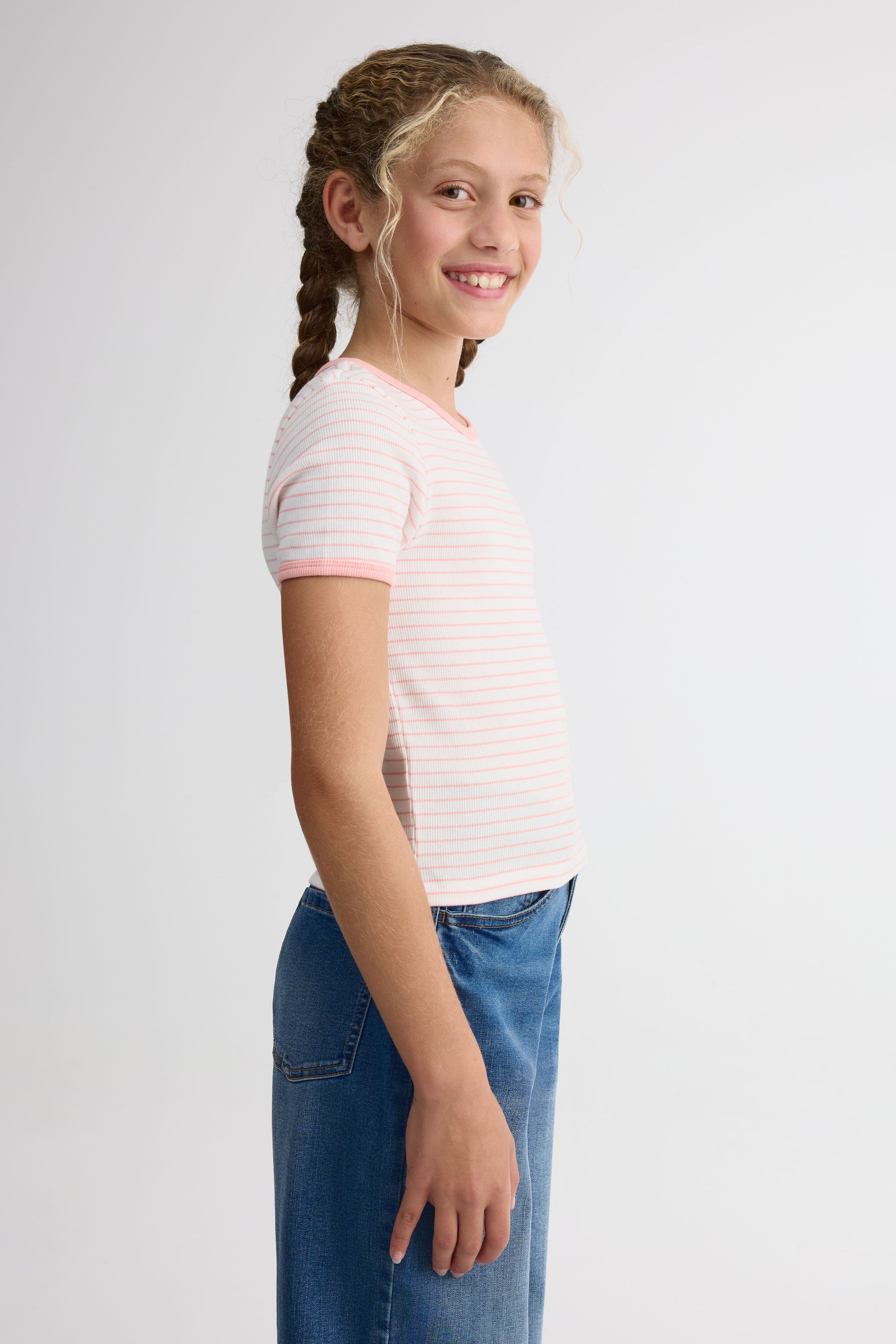 Chandail rayé manches courtes en stretch - Ado fille && PECHE