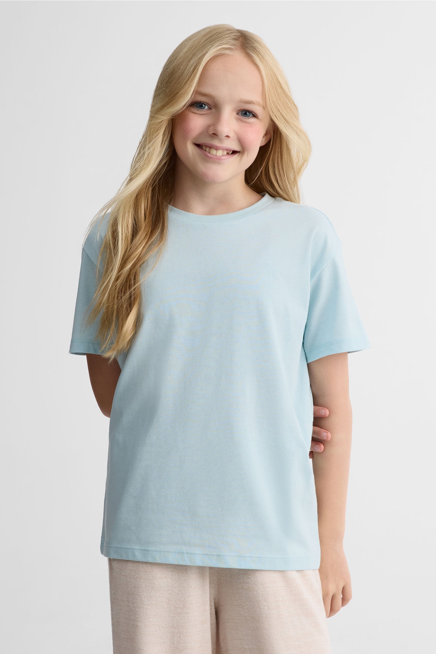 Chandail ample en jersey, manches courtes - Ado fille && BLEU