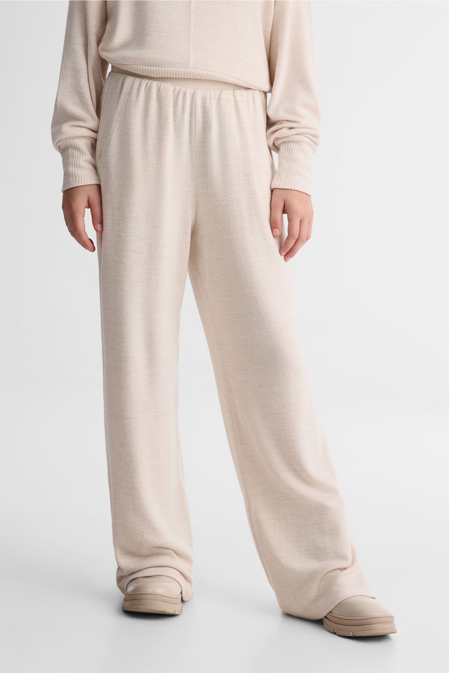 Pantalon jambes larges en jersey stretch - Ado fille && OATMEAL