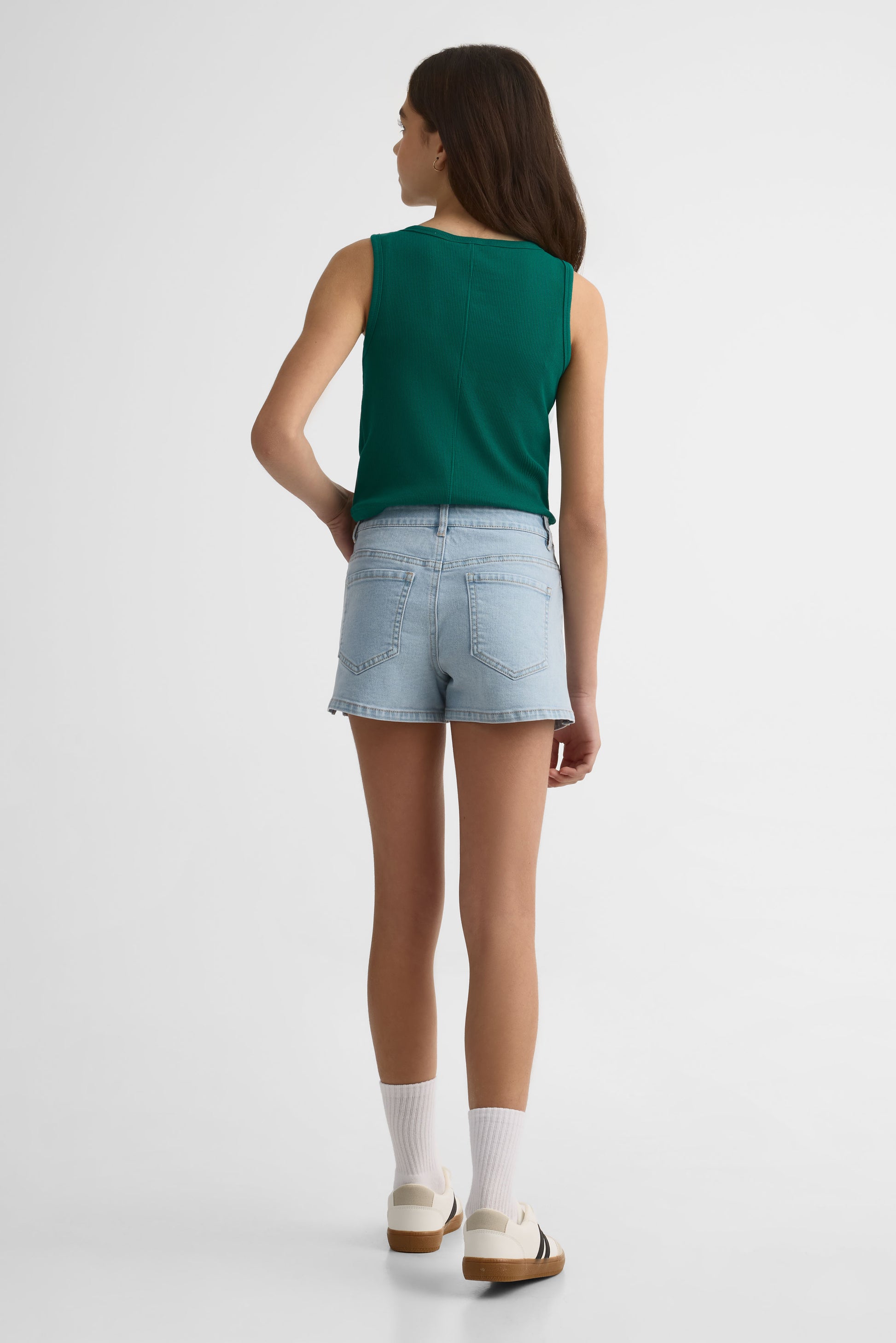 Short en denim stretch 5 poches - Ado fille && DENIM PALE