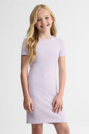 Robe m/courtes ajustée en coton stretch - Ado fille && LILAS MULTI