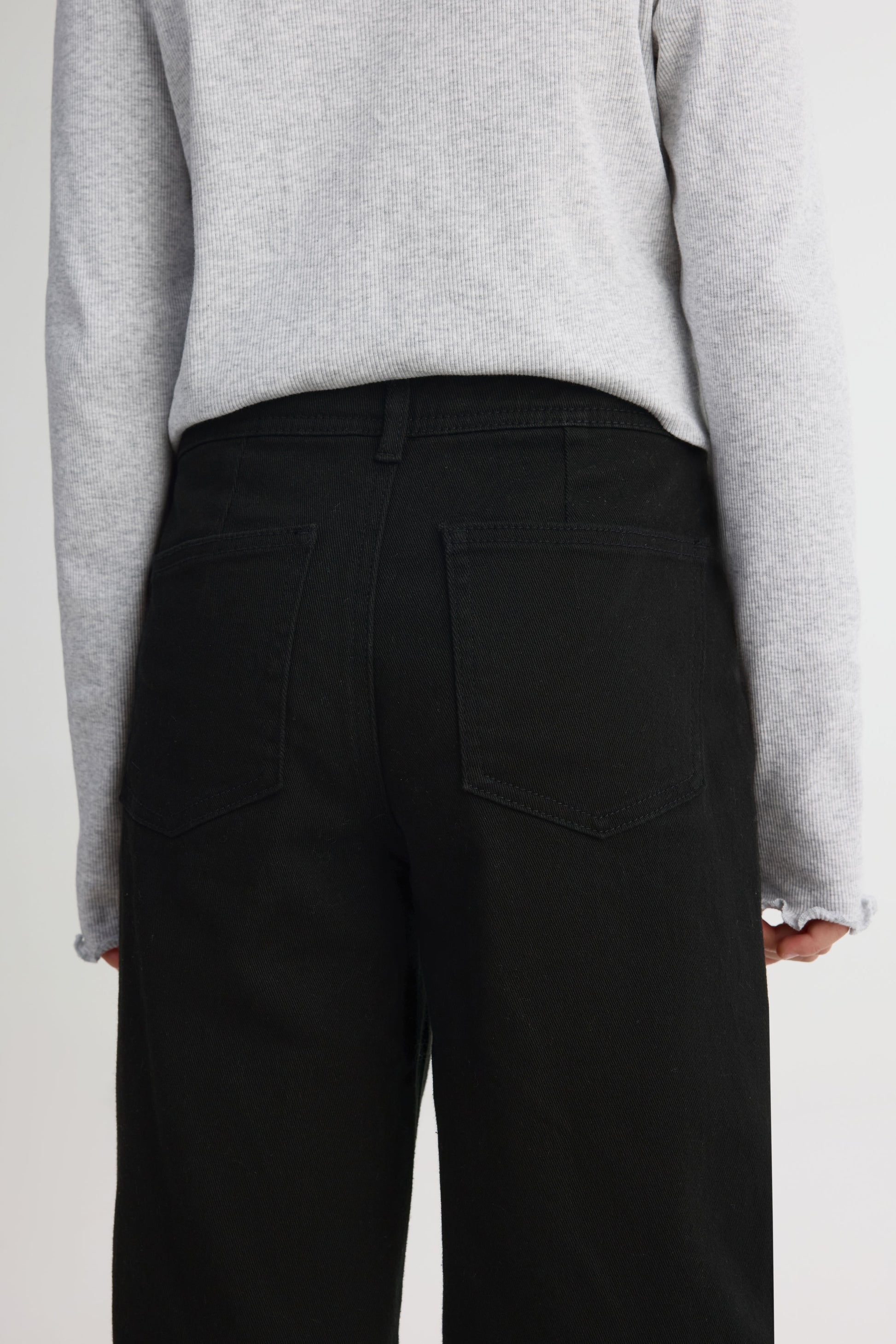 Pantalon jambe large en denim stretch - Ado fille && NOIR