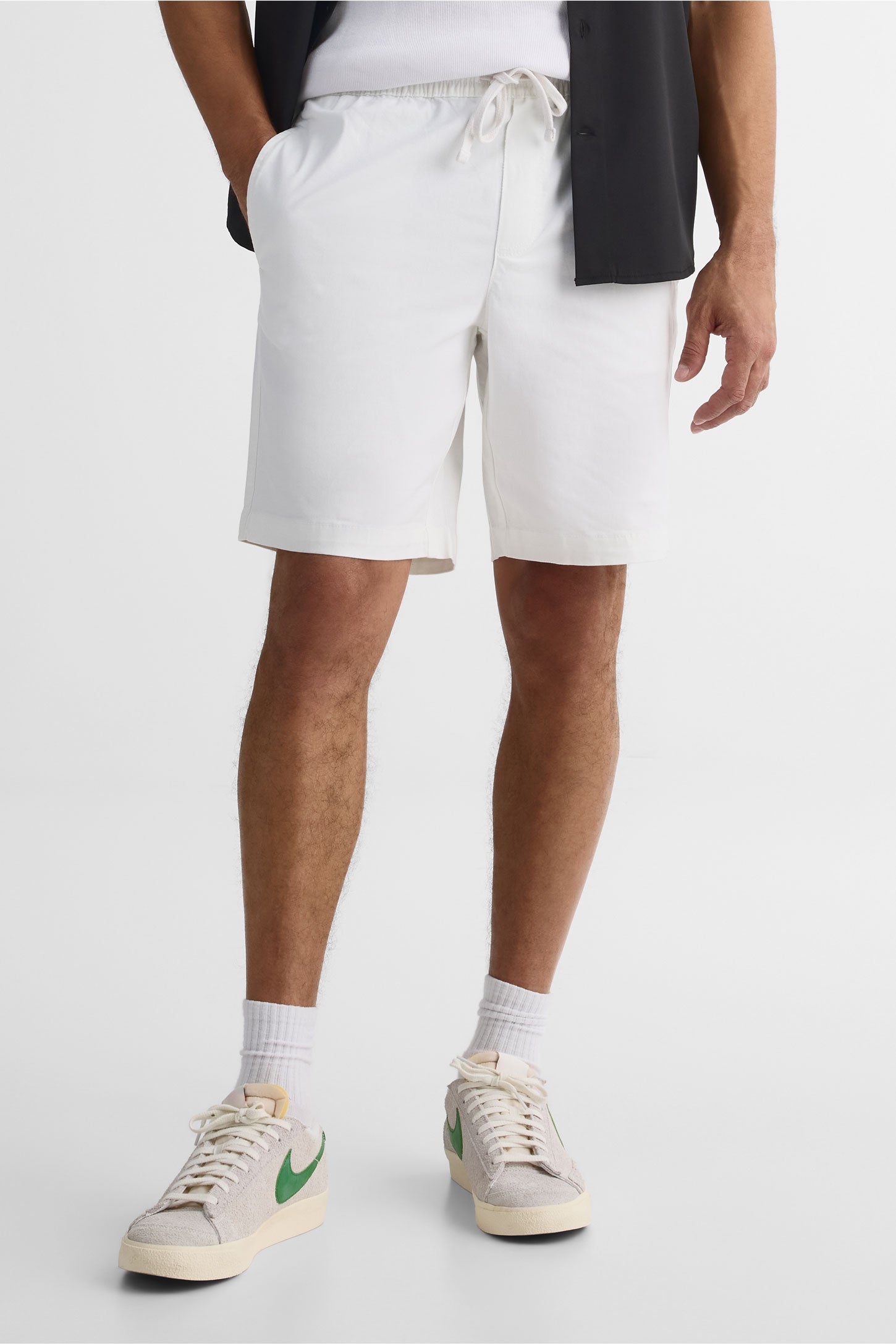 Short pull-on élastique avec cordon - Homme && BLANC