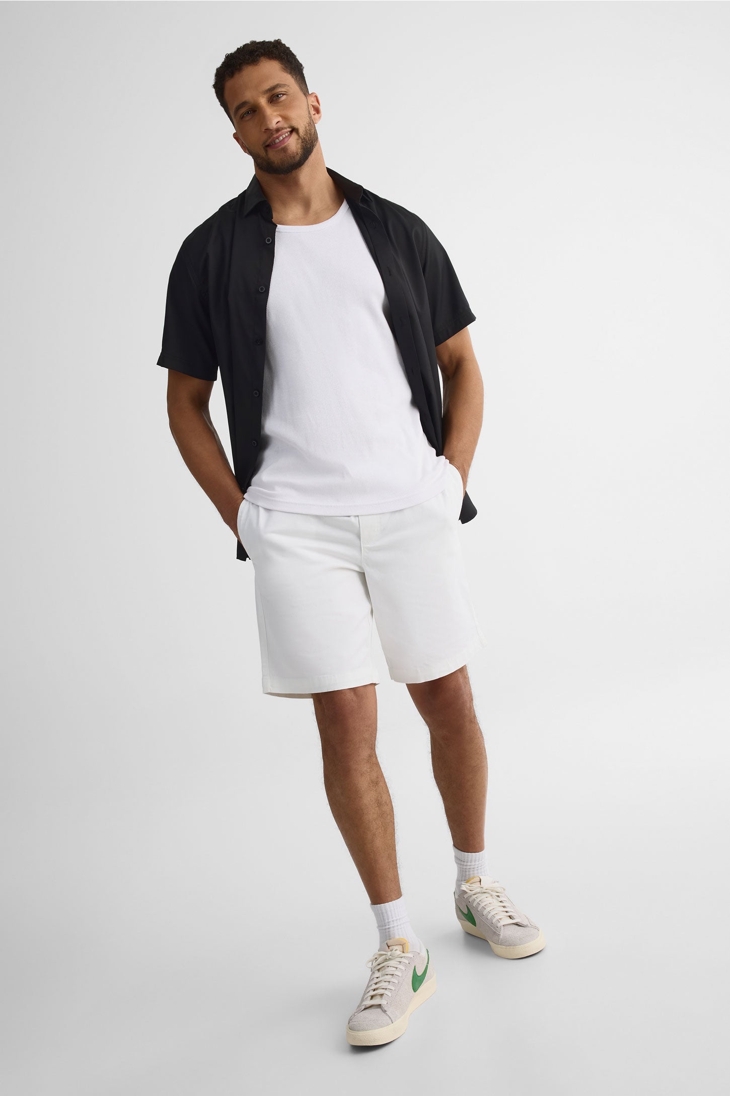 Short pull-on élastique avec cordon - Homme && BLANC
