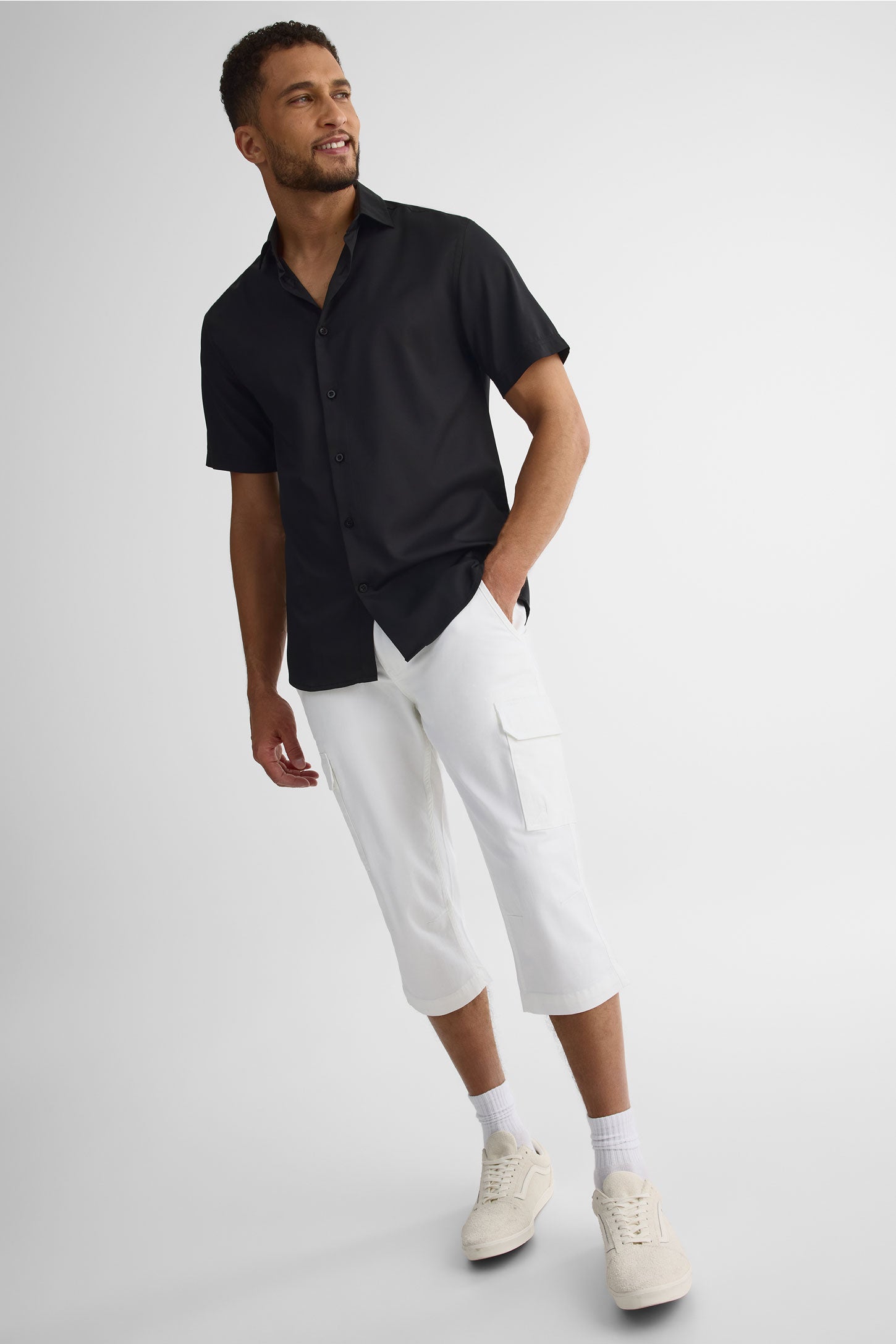 Pantalon cargo capri stretch – Homme && BLANC