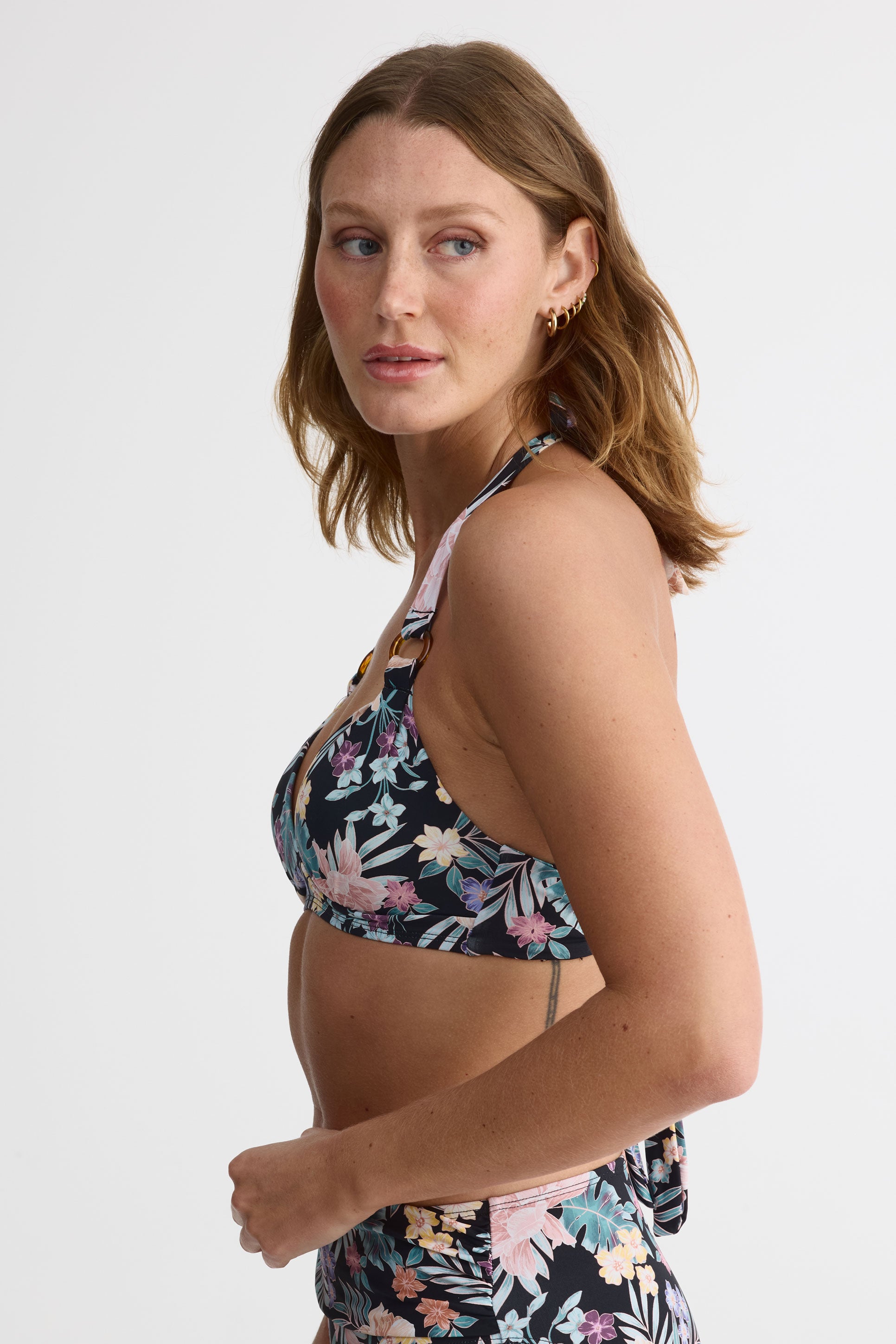Haut de maillot licou, protection UV 50 - Femme && NOIR/MULTI