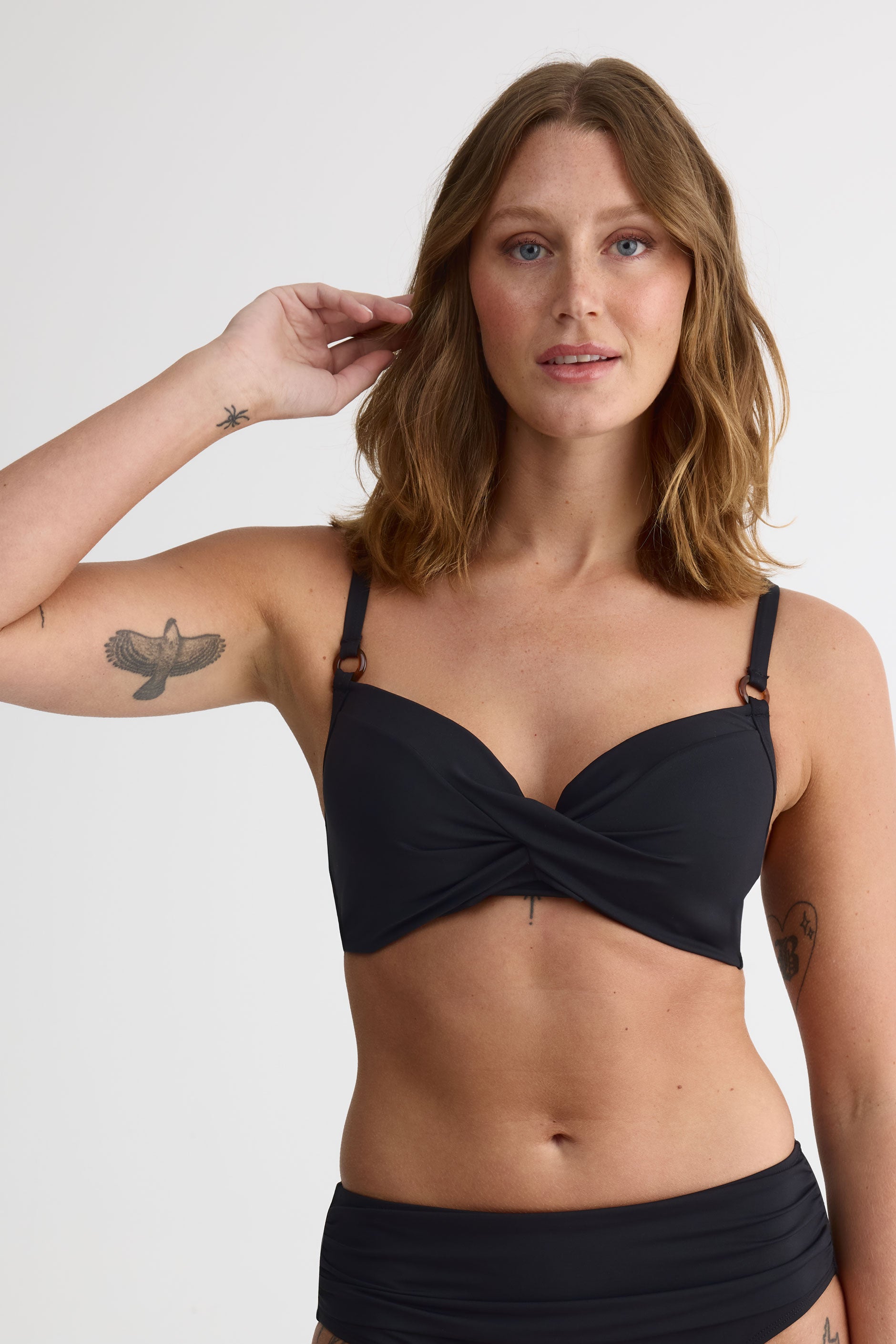 Haut de maillot D cup, dos noué - Femme && NOIR