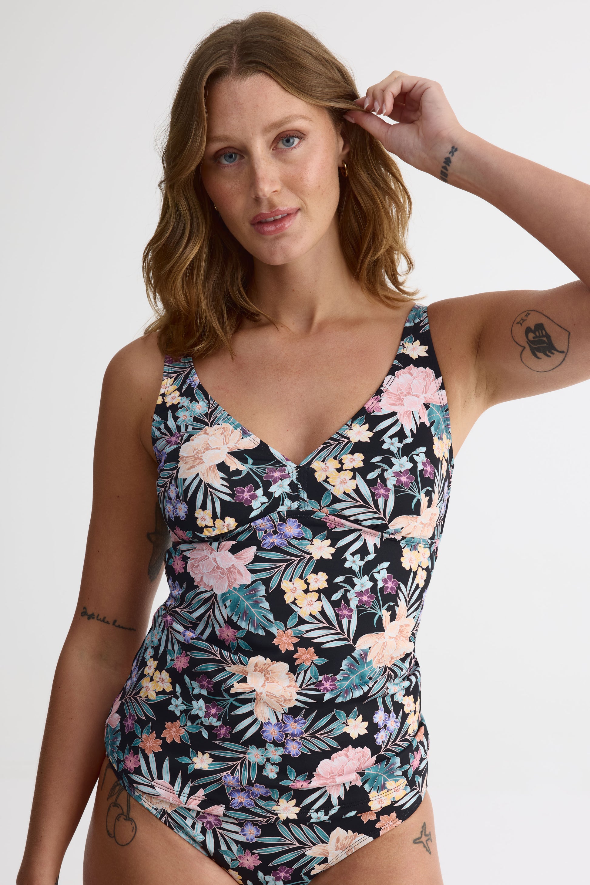 Haut de maillot tankini avec coussinets - Femme && NOIR/MULTI
