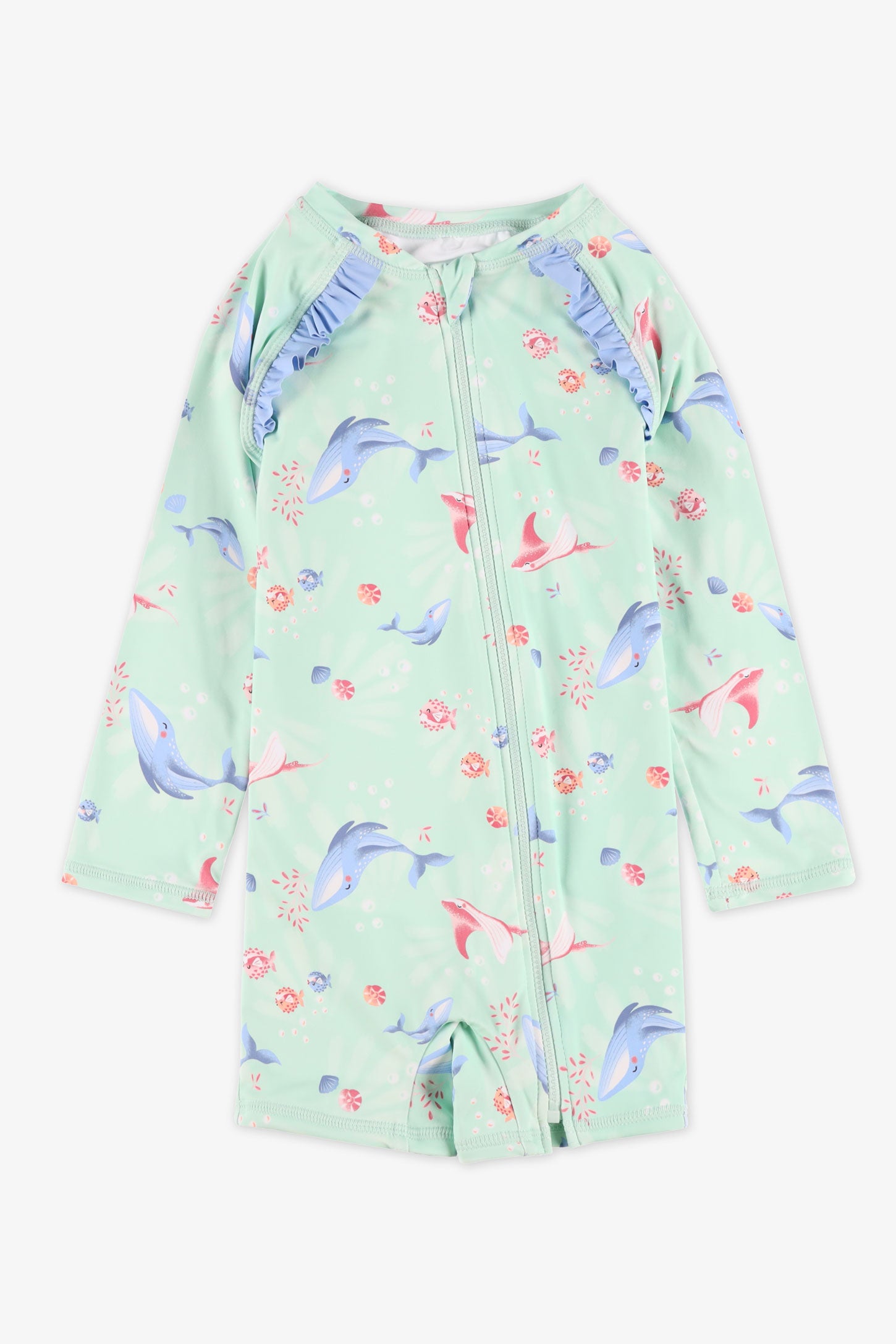 Maillot de bain 1 pièce à manches longues - Bébé fille && VERT/MULTI