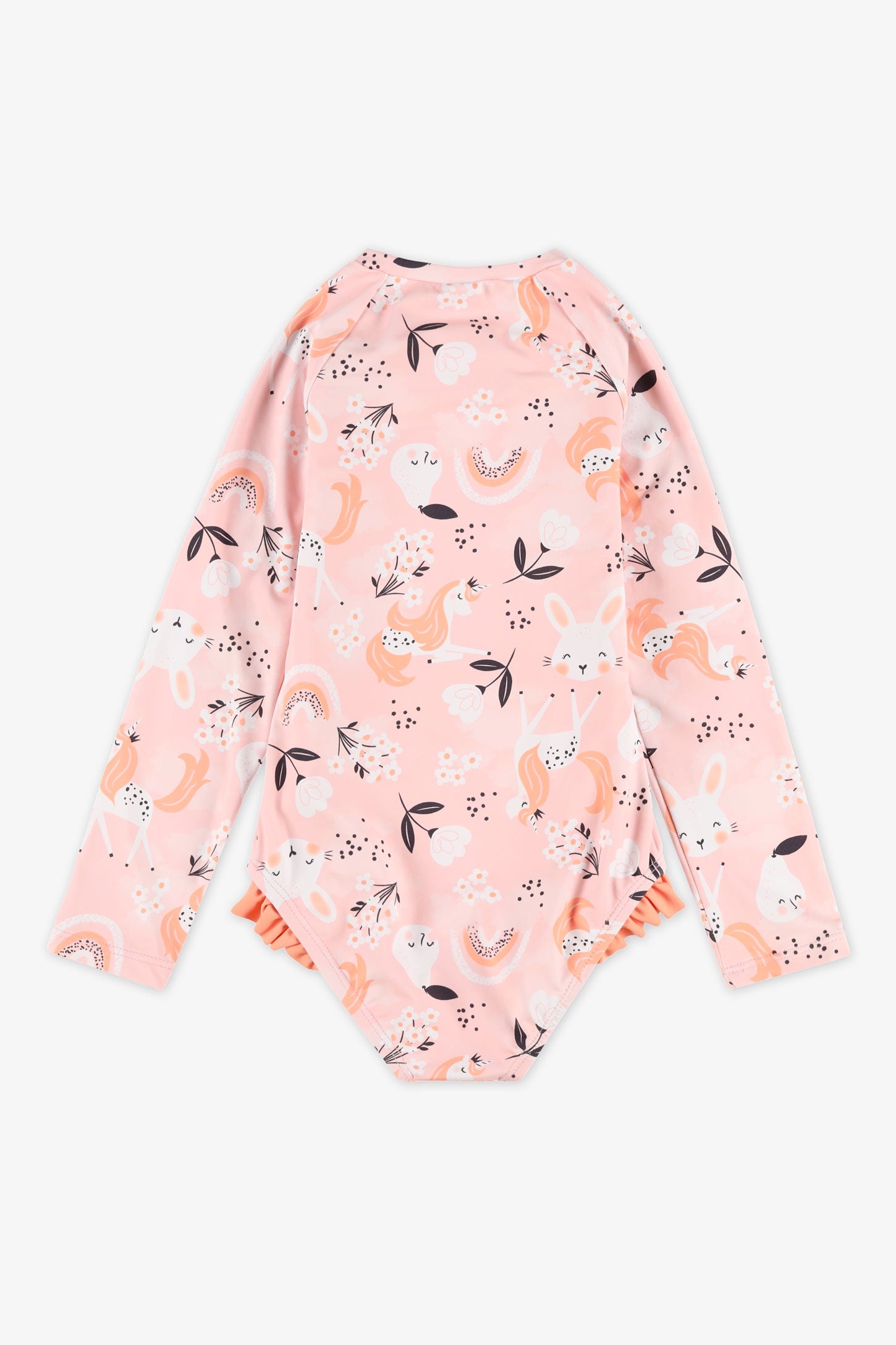 Maillot de bain 1 pièce avec rashguard - Enfant fille && ROSE MULTI