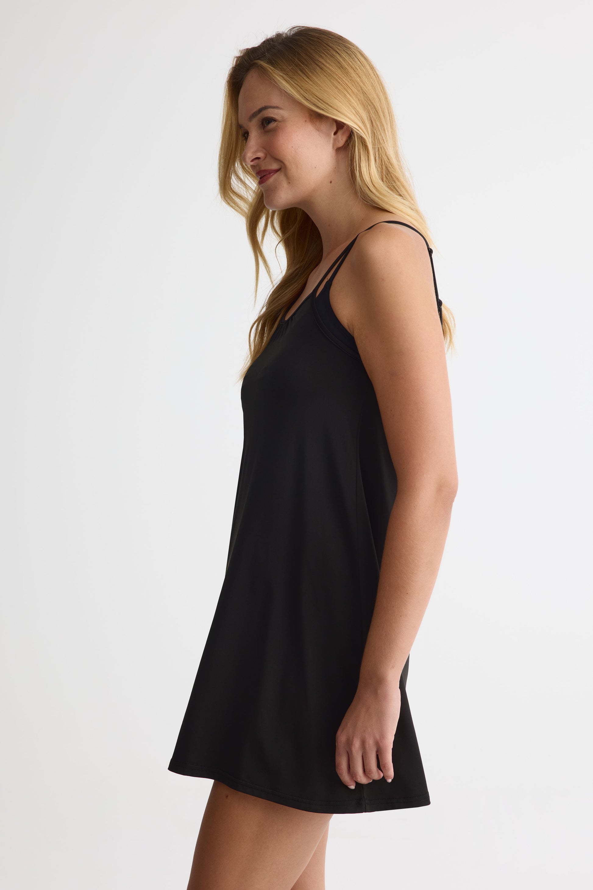Robe par-dessus maillot à fines bretelles - Ado fille && NOIR
