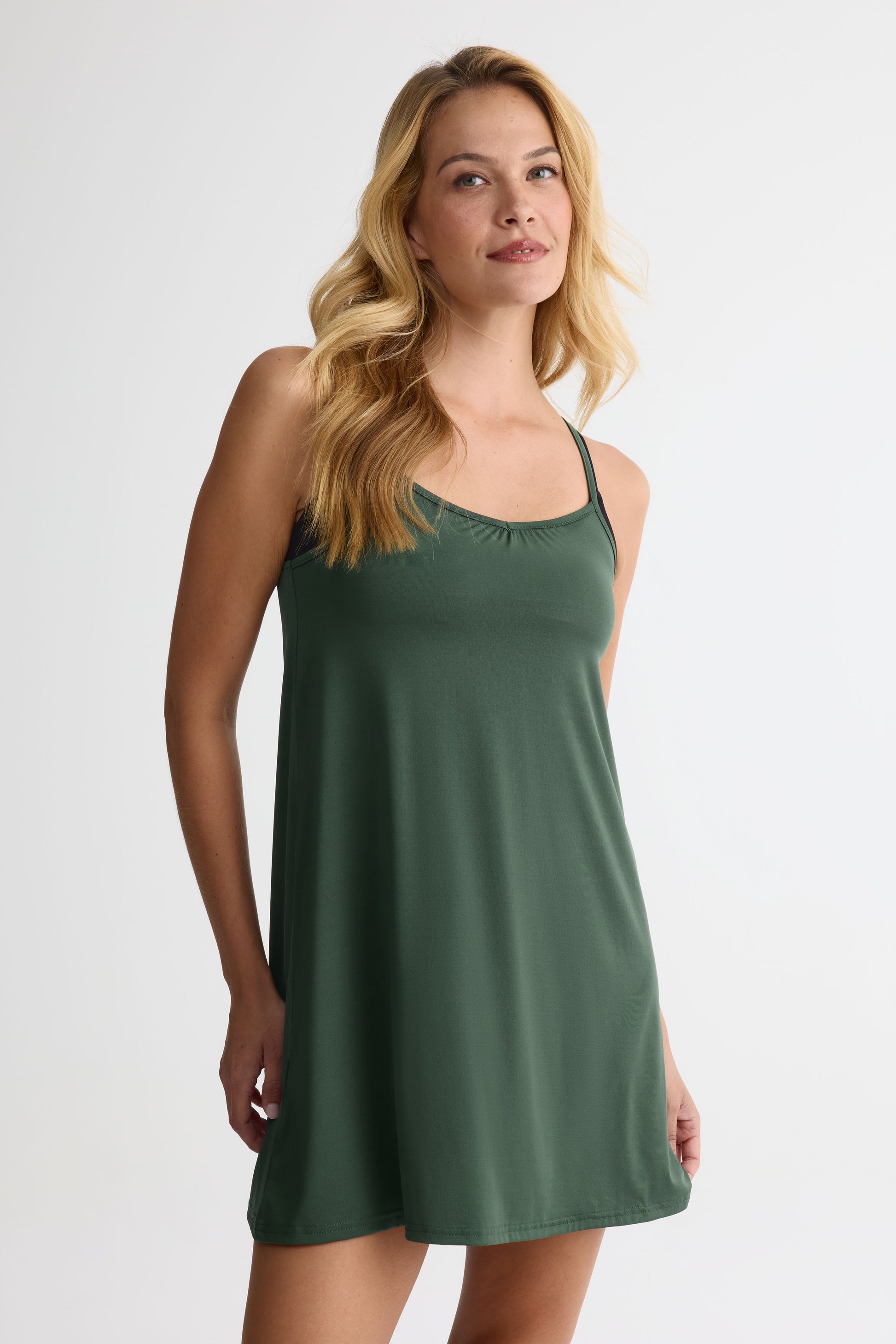 Robe par-dessus maillot à fines bretelles - Ado fille && VERT