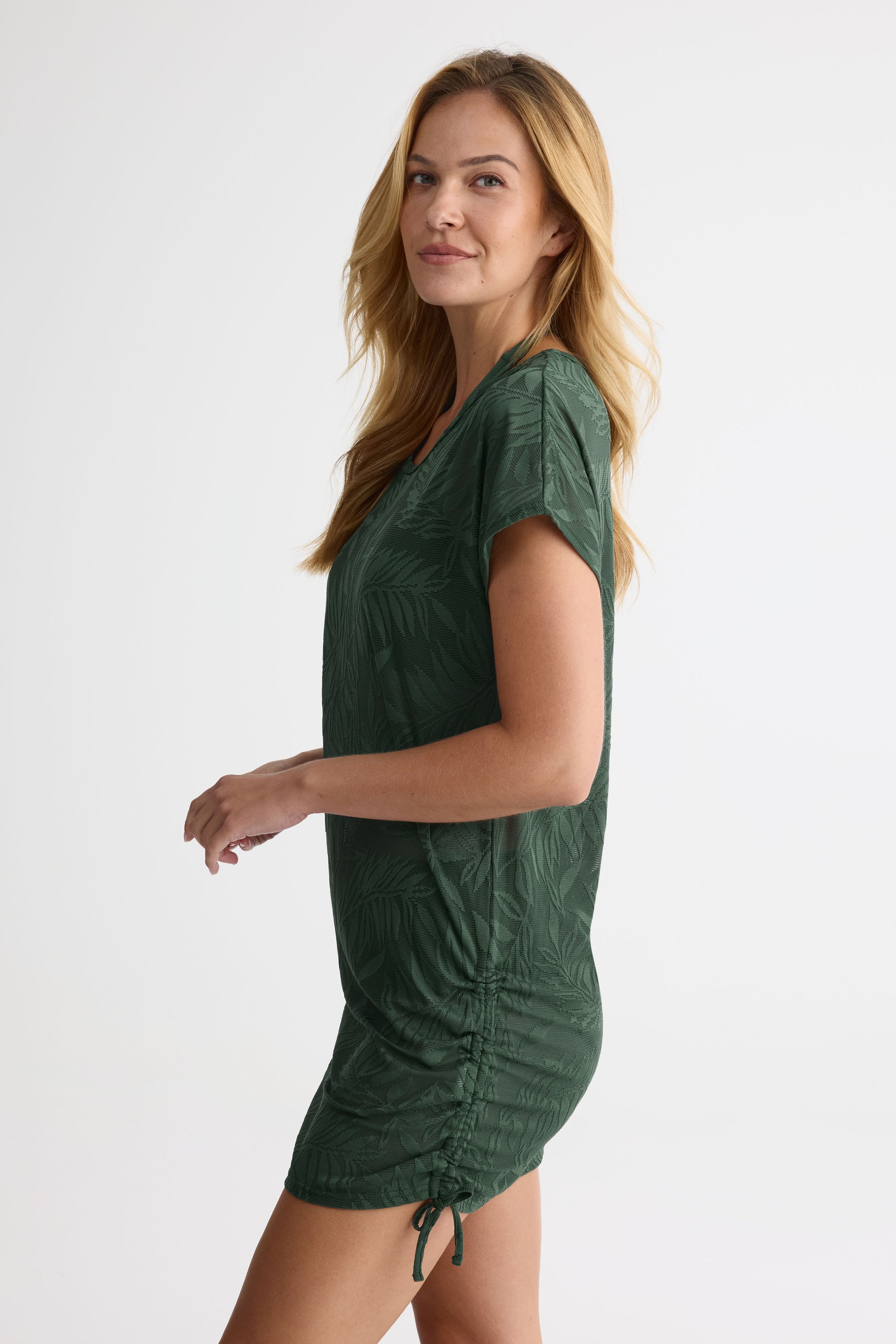 Tunique M/courtes col rond imprimé floral - Femme && KAKI