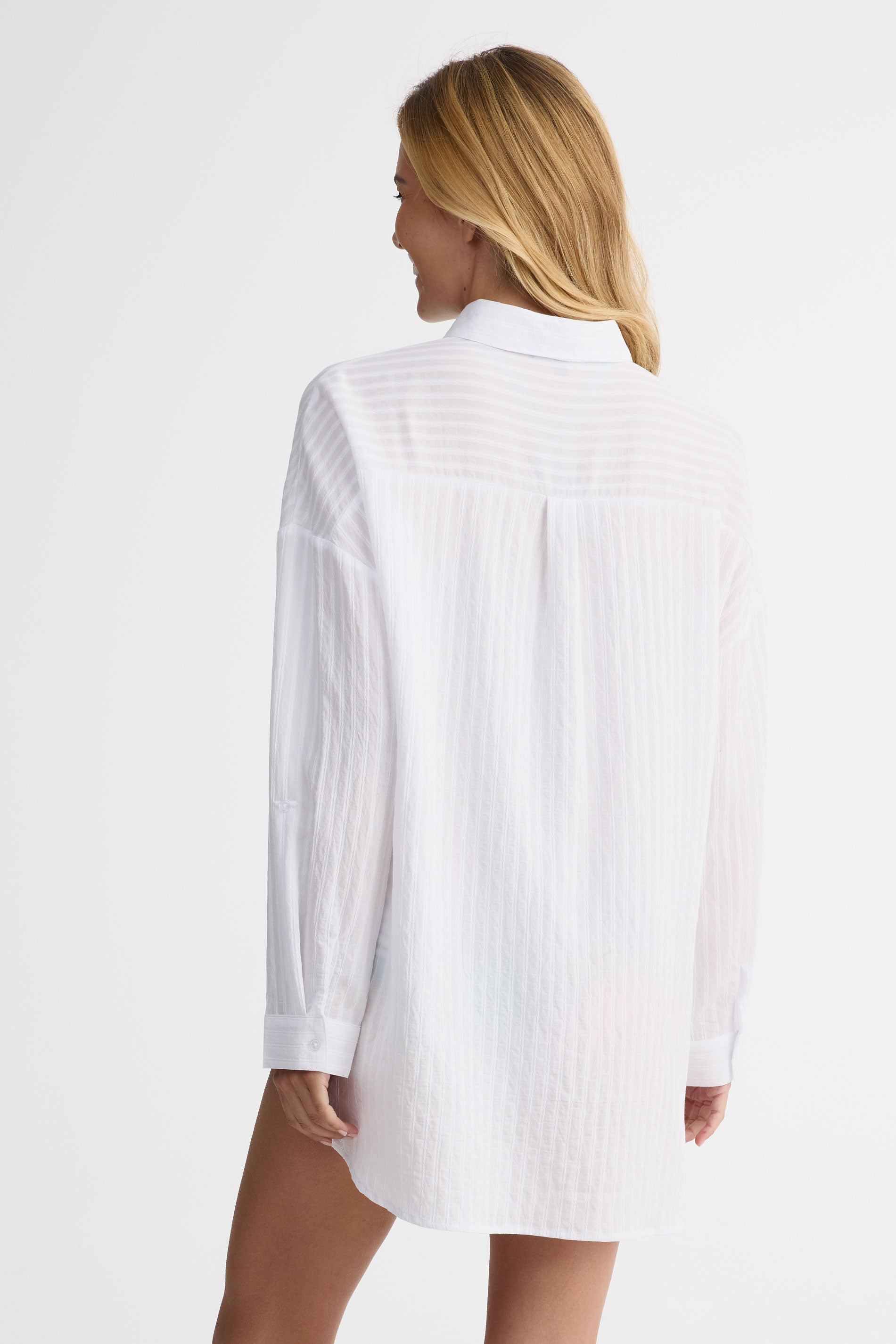 Chemise rayée à manches longues – Femme && BLANC MULTI