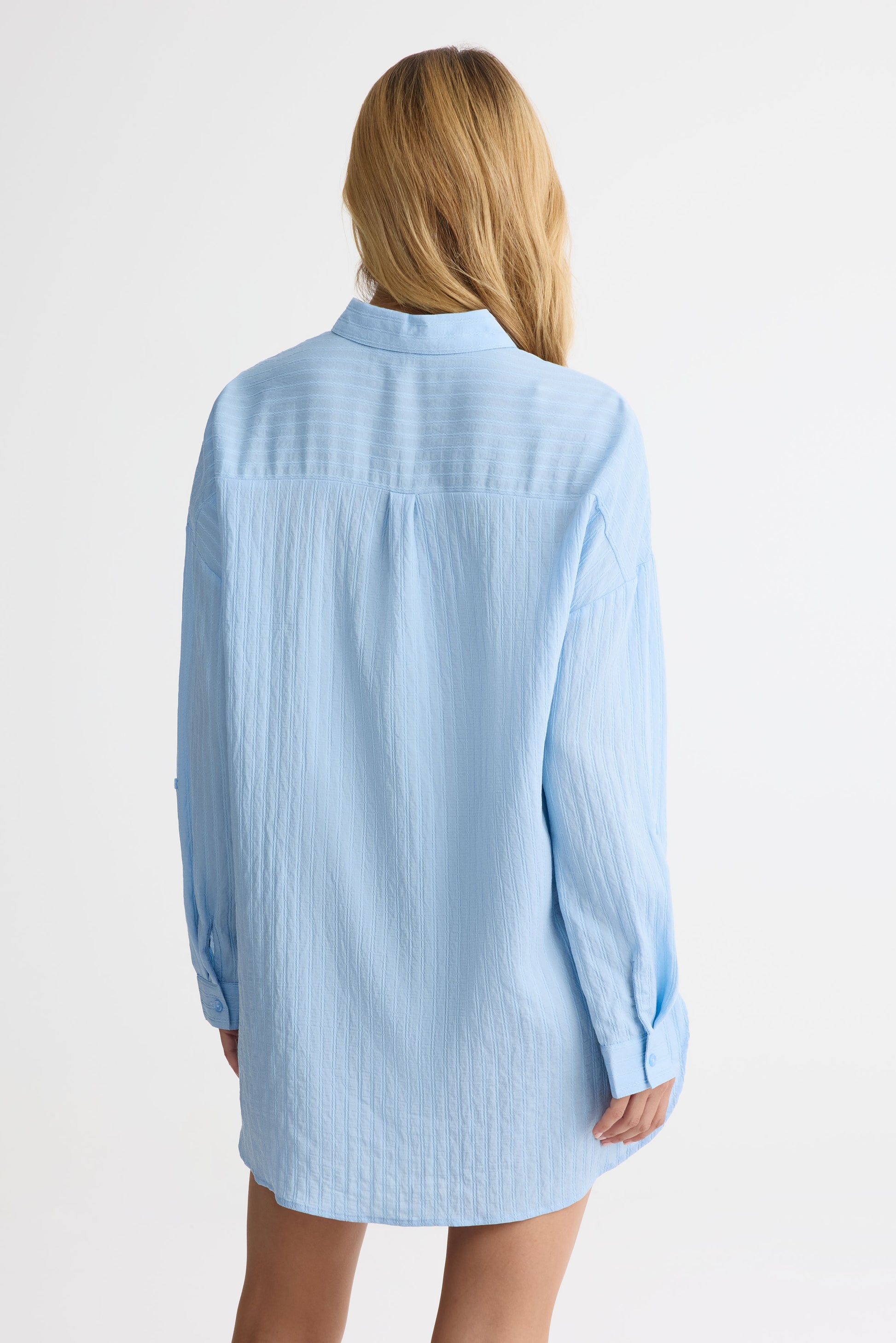 Chemise rayée à manches longues – Femme && BLEU MULTI