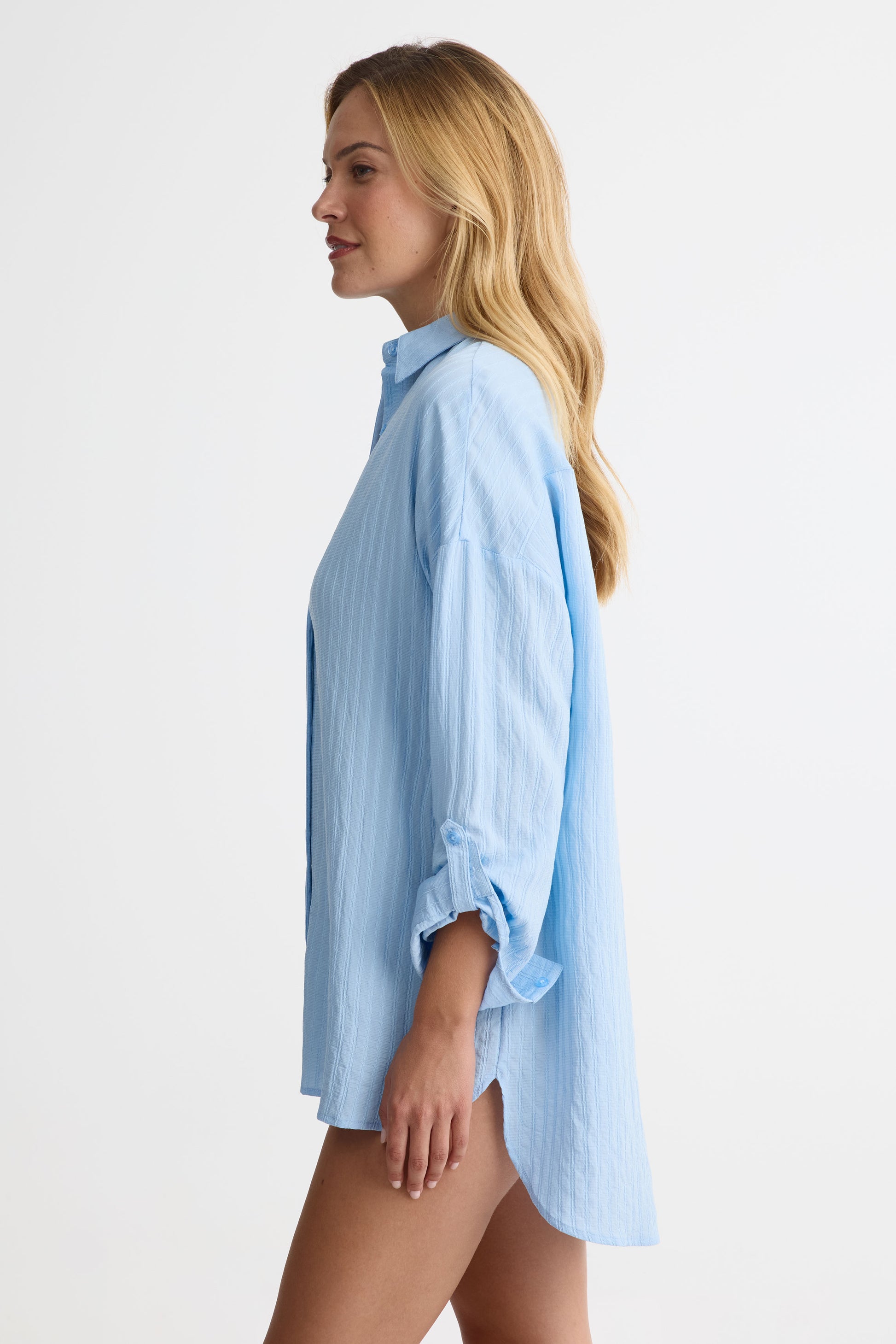 Chemise rayée à manches longues – Femme && BLEU MULTI