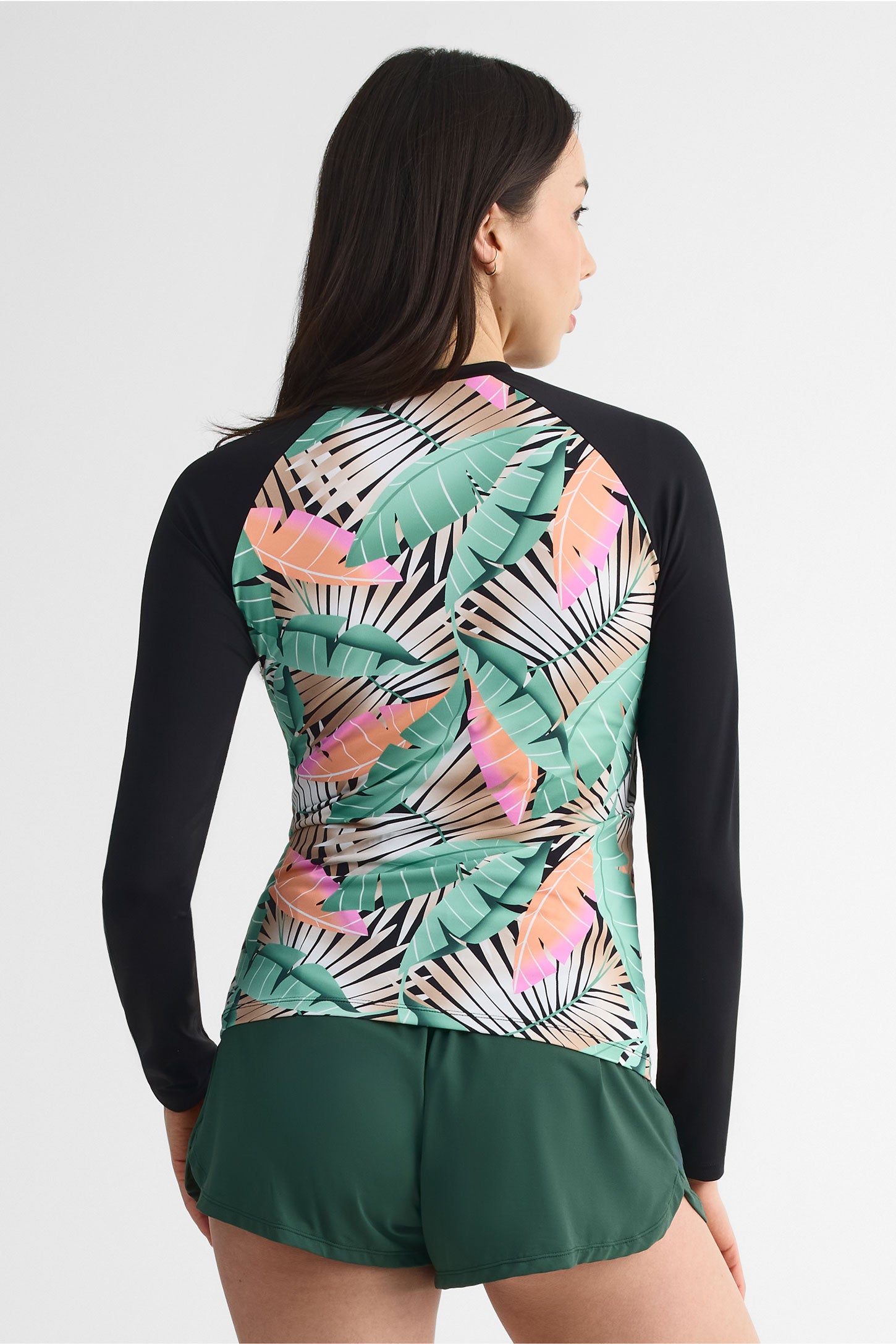 Haut de maillot rashguard manches longues - Femme && KAKI/MULTI
