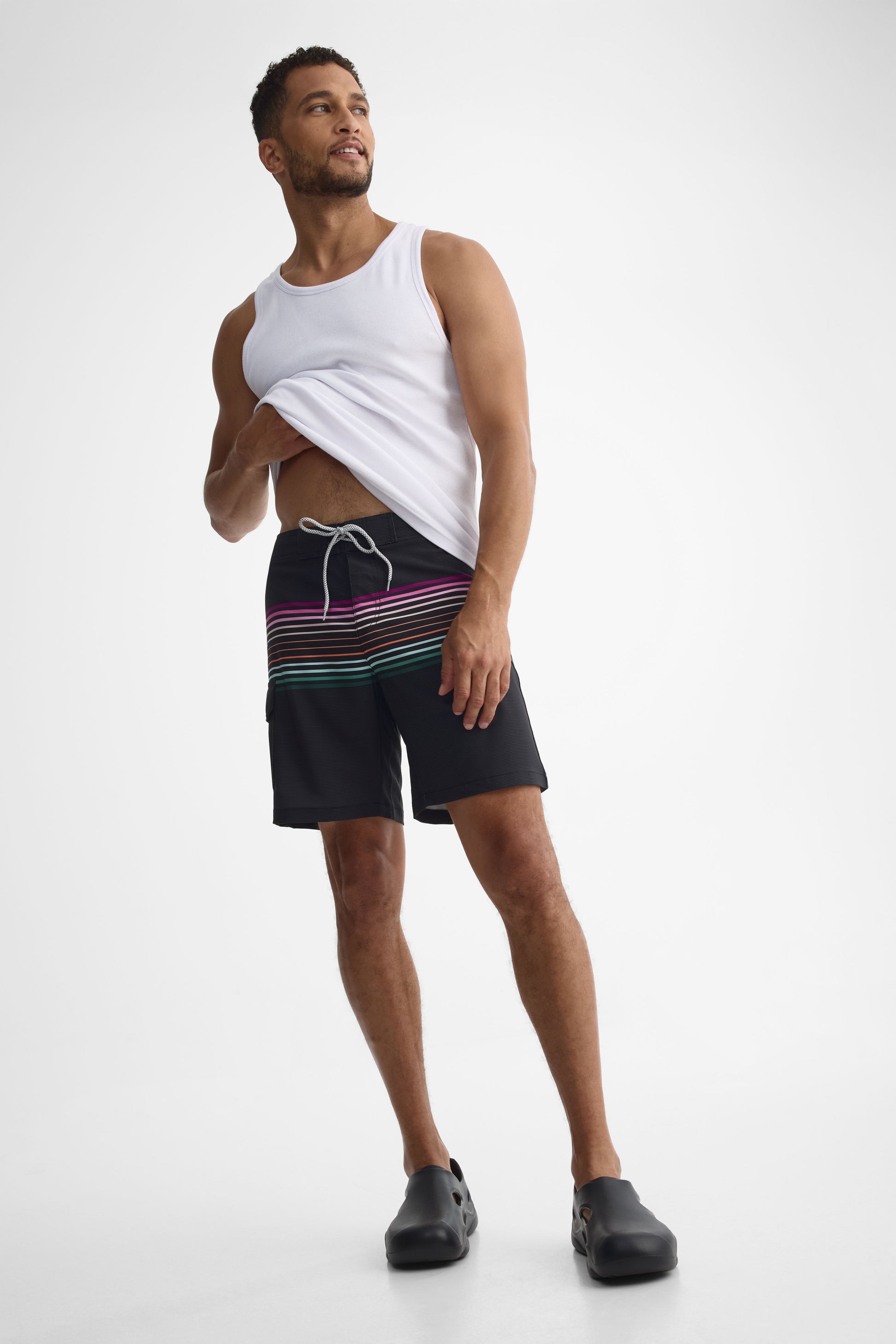 Maillot de bain boardshort avec poche - Homme && NOIR/MULTI