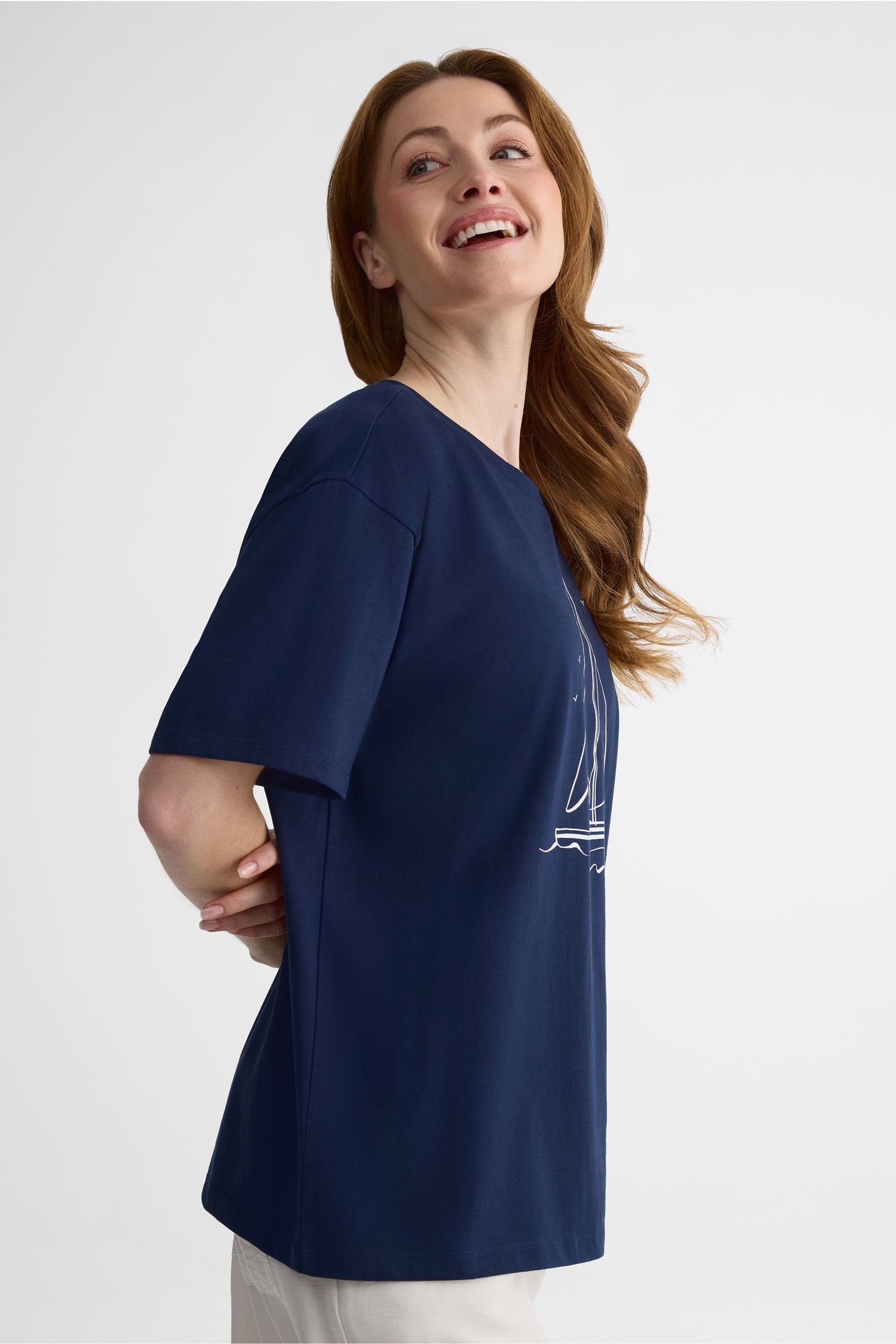 Chandail m/courtes oversize en coton - Femme 2/30$ && MARIN