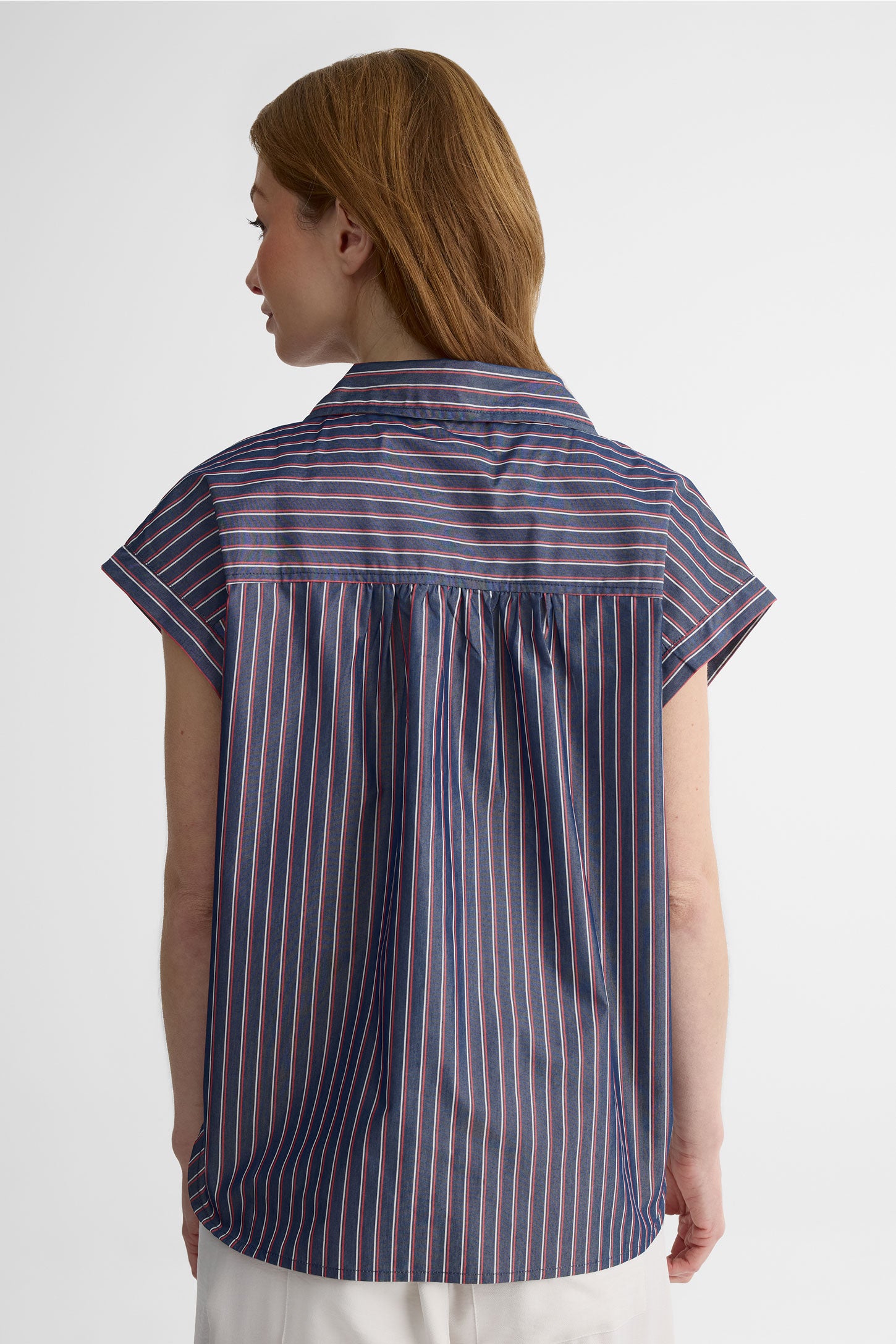 Blouse rayée M/courtes col V – Femme && MARIN/MULTI