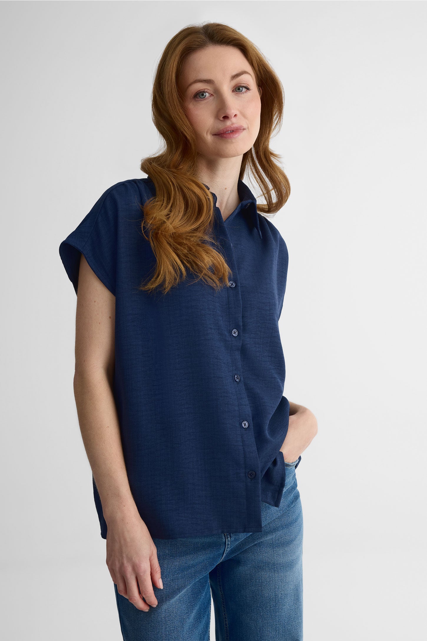 Chemisier crop manches courtes – Femme && MARIN