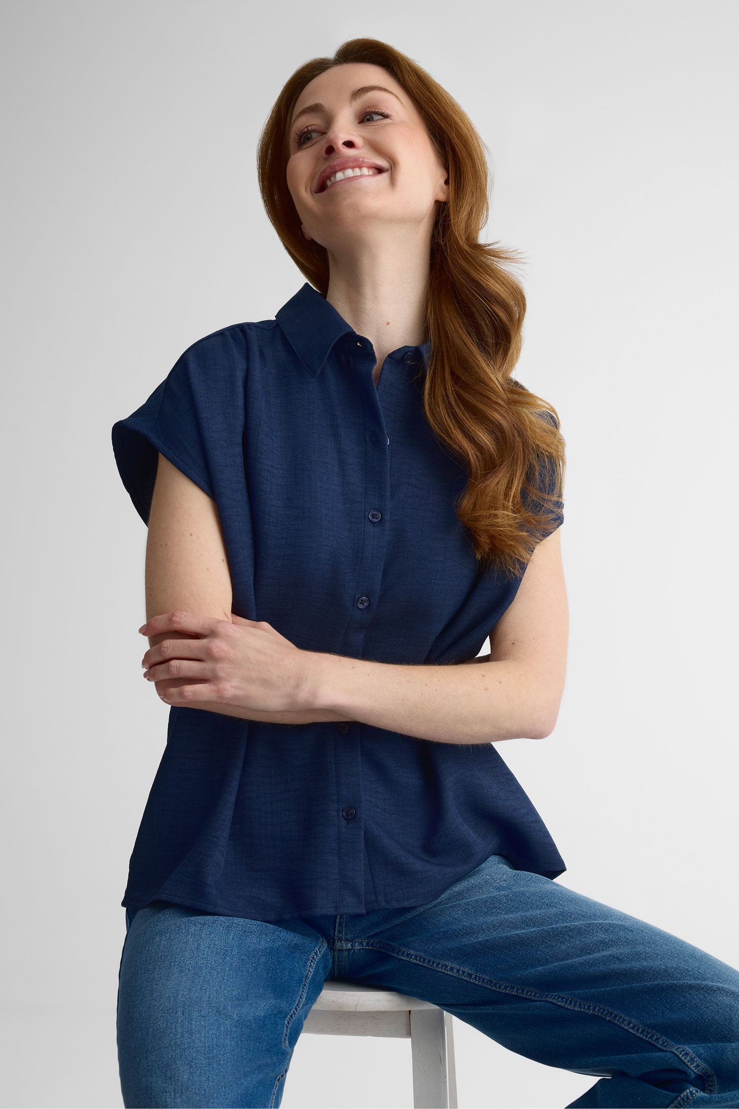 Chemisier crop manches courtes – Femme && MARIN