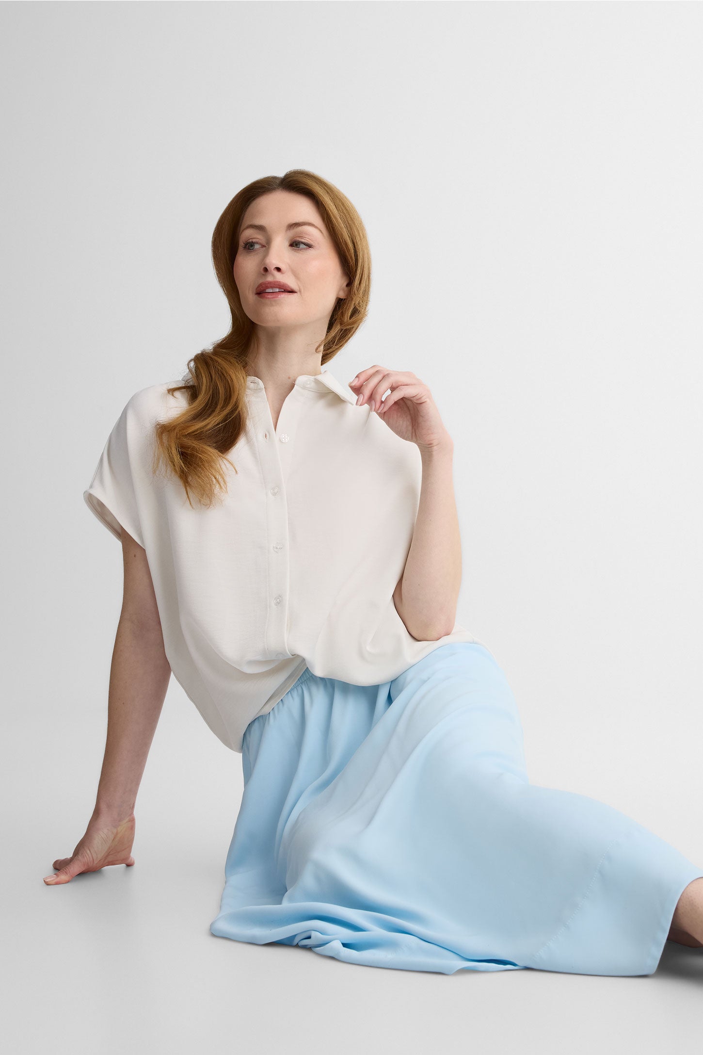 Chemisier crop manches courtes – Femme && BLANC CASSÉ
