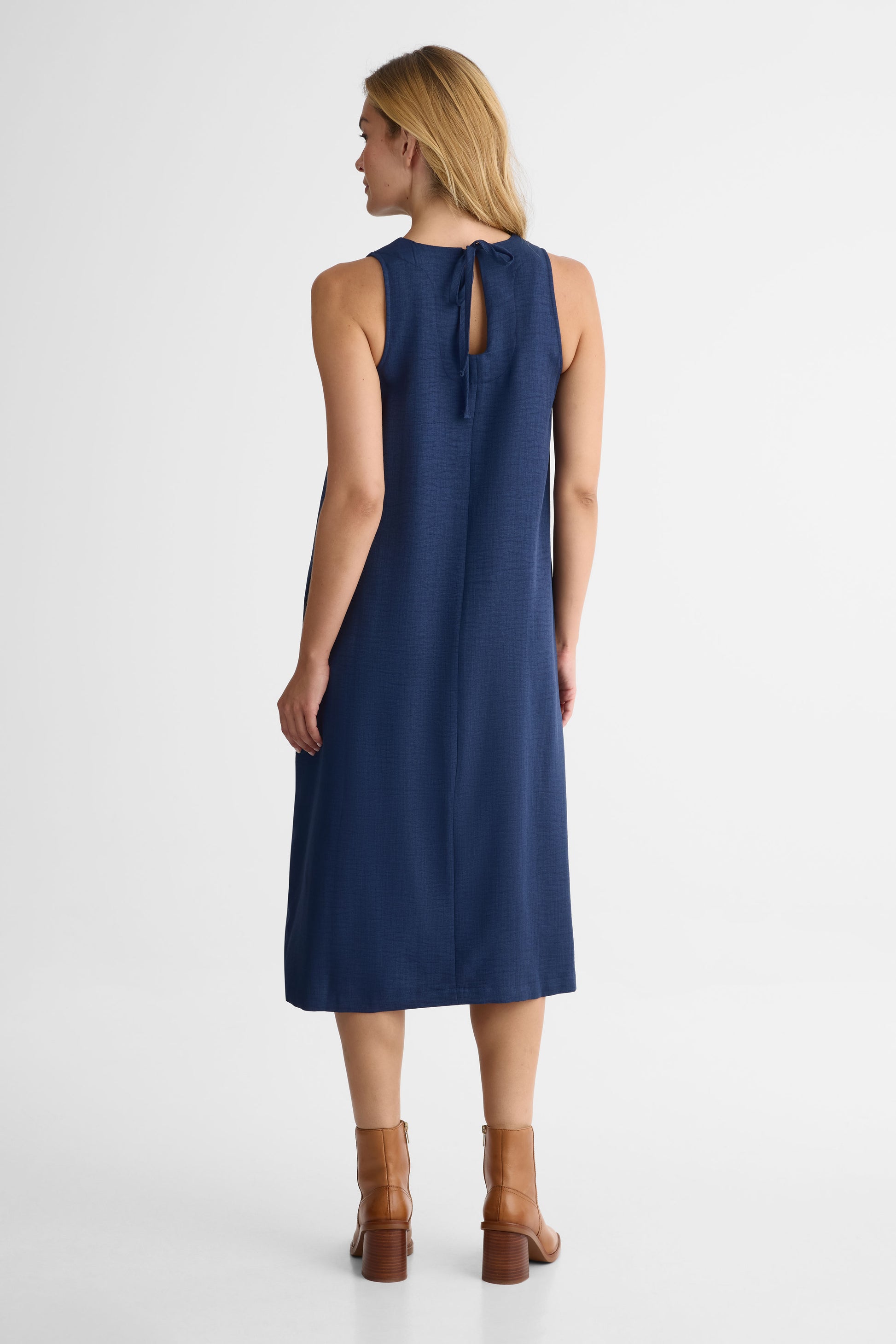 Robe chambray col rond – Femme && MARIN