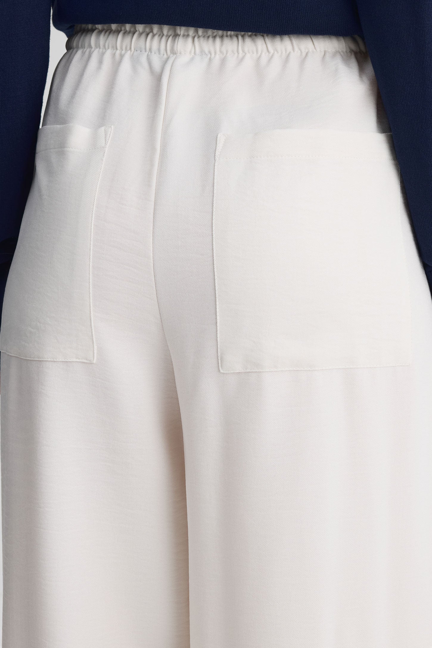 Pantalon jambe large taille haute – Femme && BLANC CASSÉ
