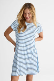 Robe trapèze m/courtes en jersey stretch - Femme && BLEU MULTI