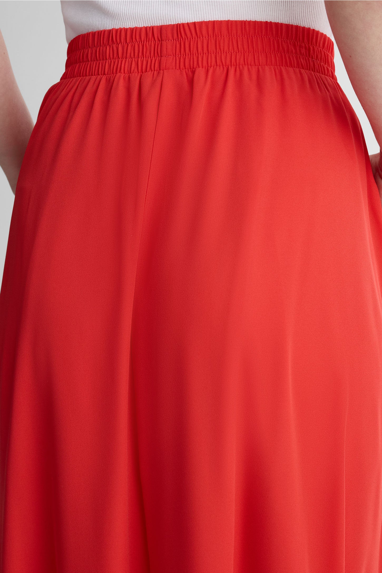 Jupe volumineuse élastique en georgette - Femme && ROUGE