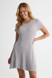 Robe skater en viscose douce – Femme && GRIS MIXTE