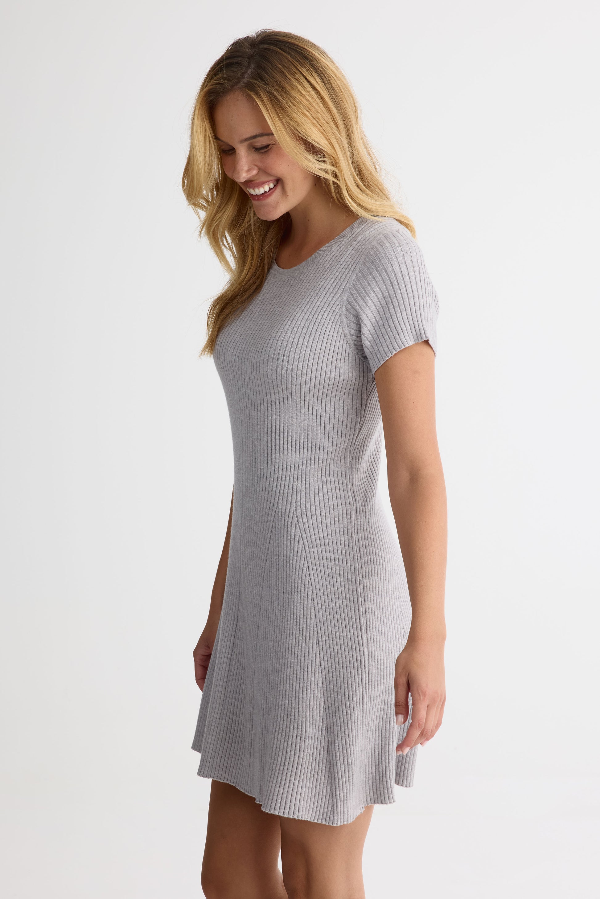 Robe skater en viscose douce – Femme && GRIS MIXTE