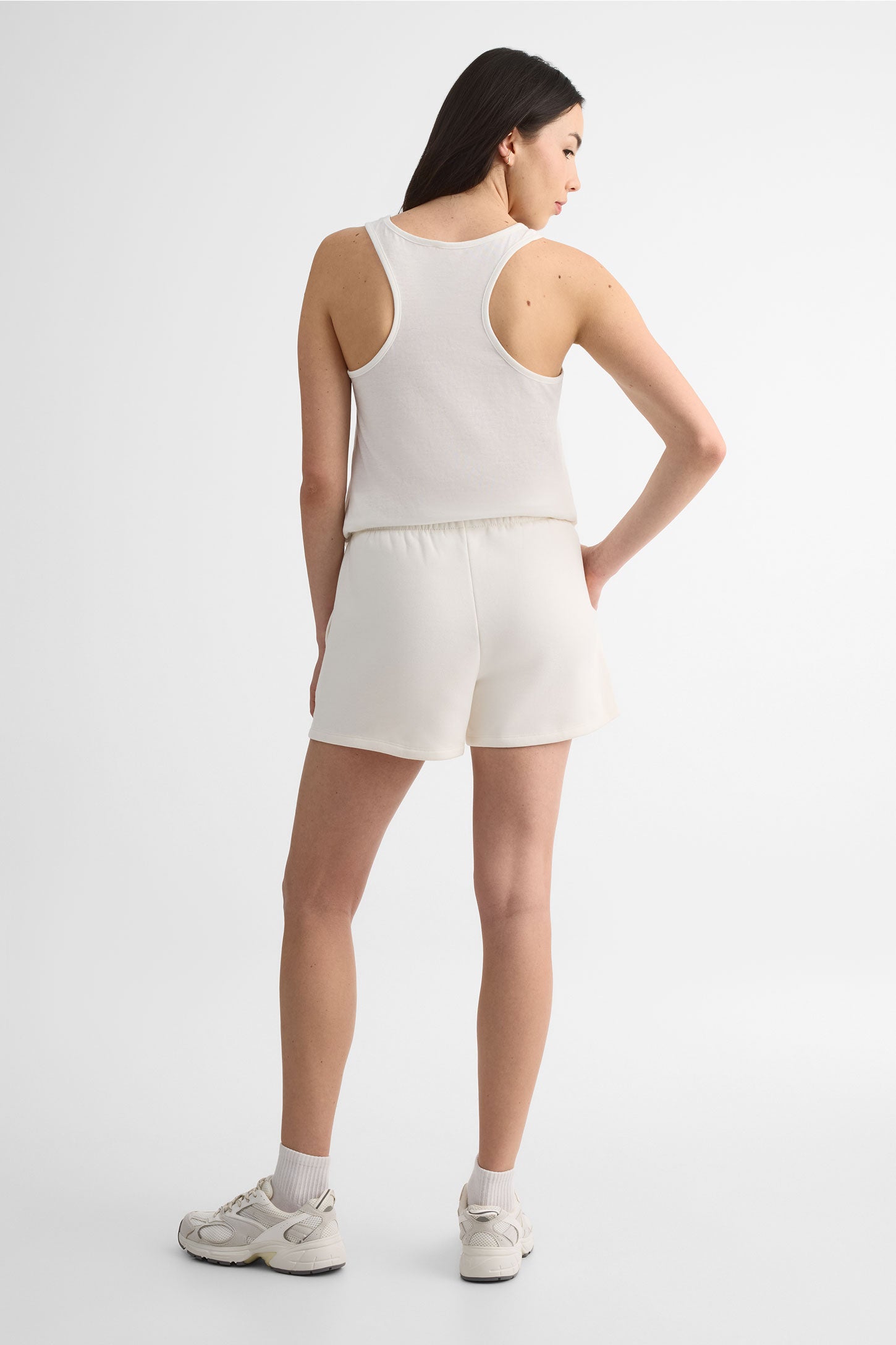 Short taille haute en polaire - Femme && BLANC CASSÉ