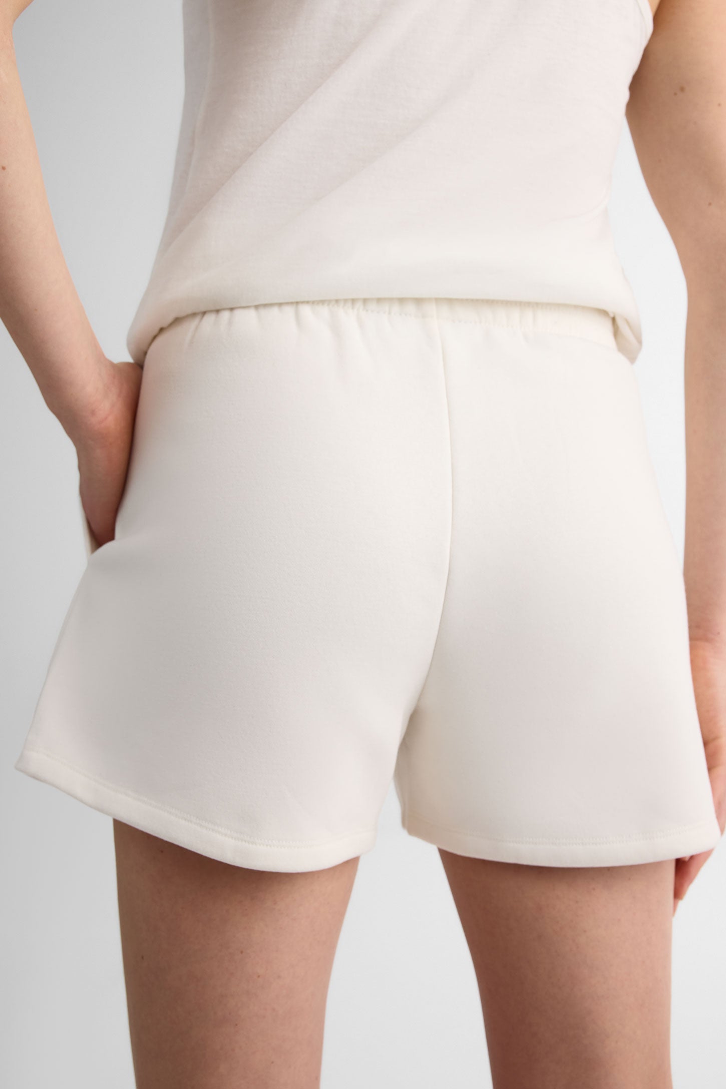 Short taille haute en polaire - Femme && BLANC CASSÉ