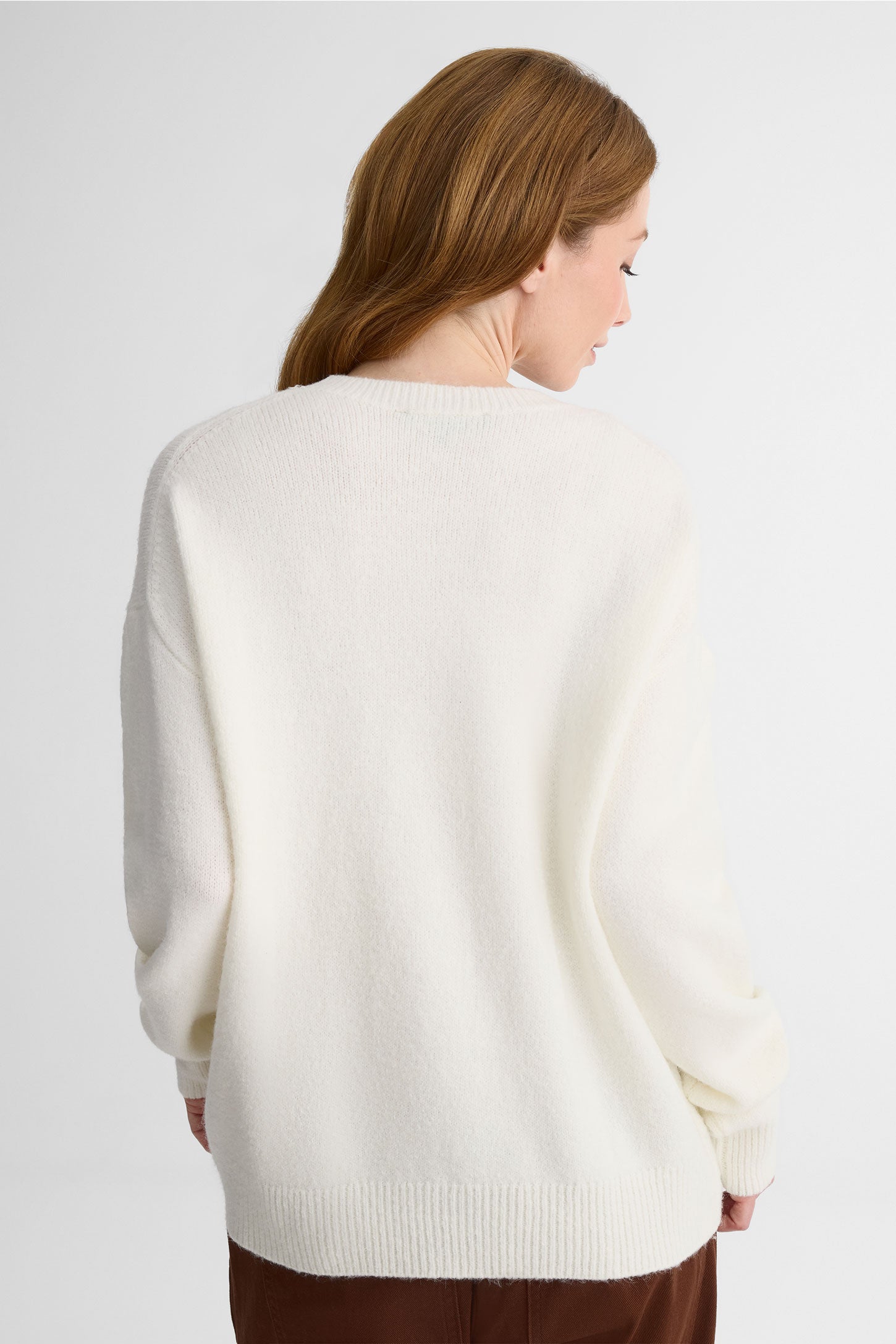 Chandail tricot col rond à manches longues - Femme && BLANC CASSÉ/MULTI
