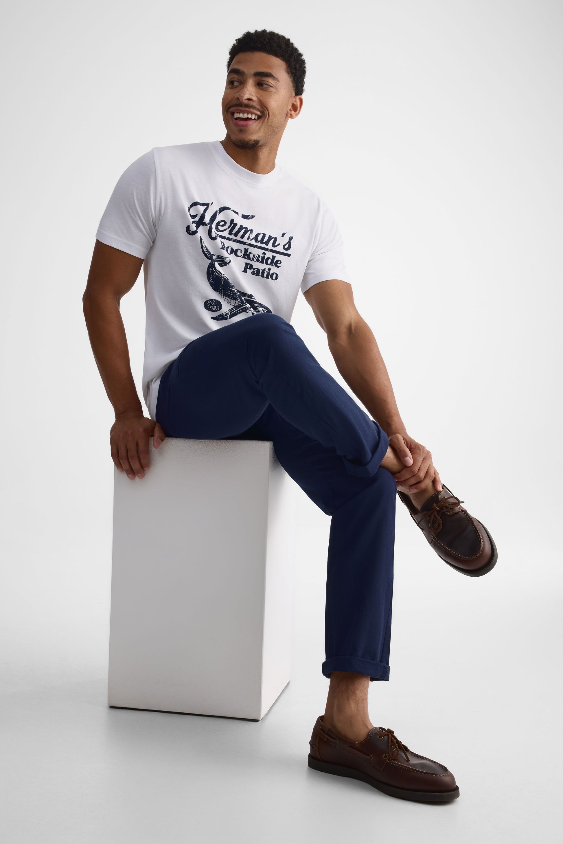 T-shirt col rond uni avec imprimé – Homme 2/30$ && BLANC