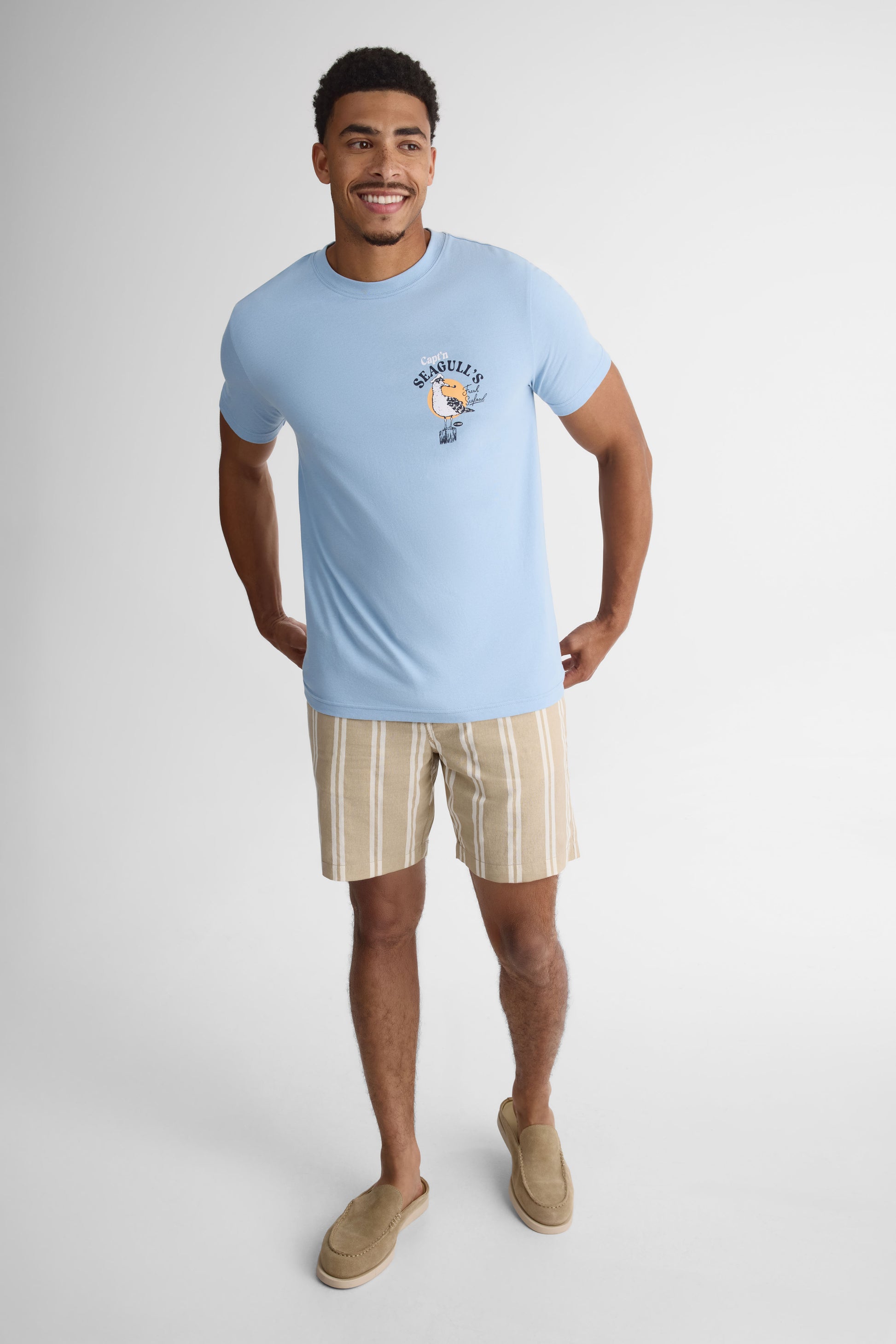 T-shirt col rond uni avec imprimé – Homme 2/30$ && BLEU