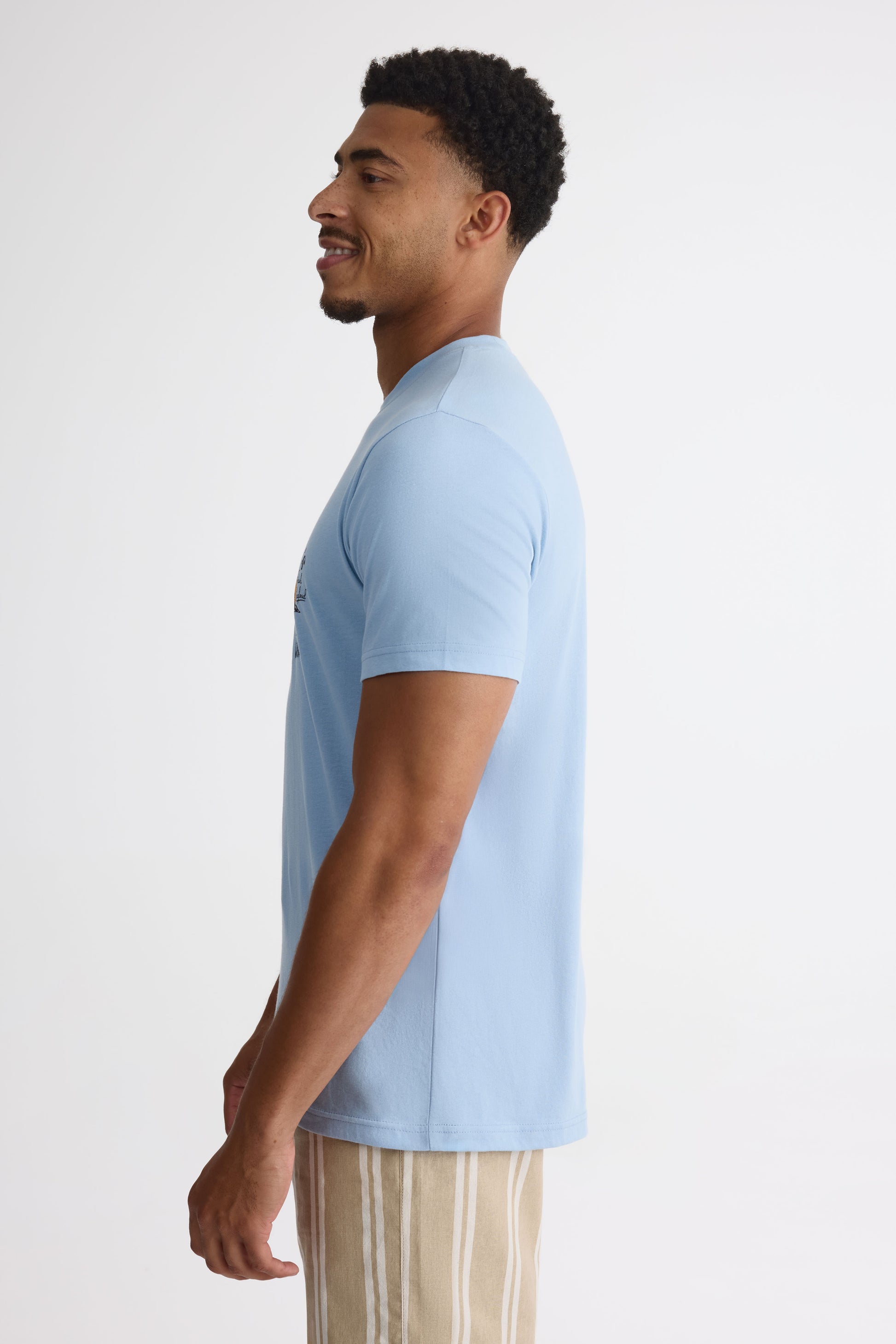 T-shirt col rond uni avec imprimé – Homme 2/30$ && BLEU